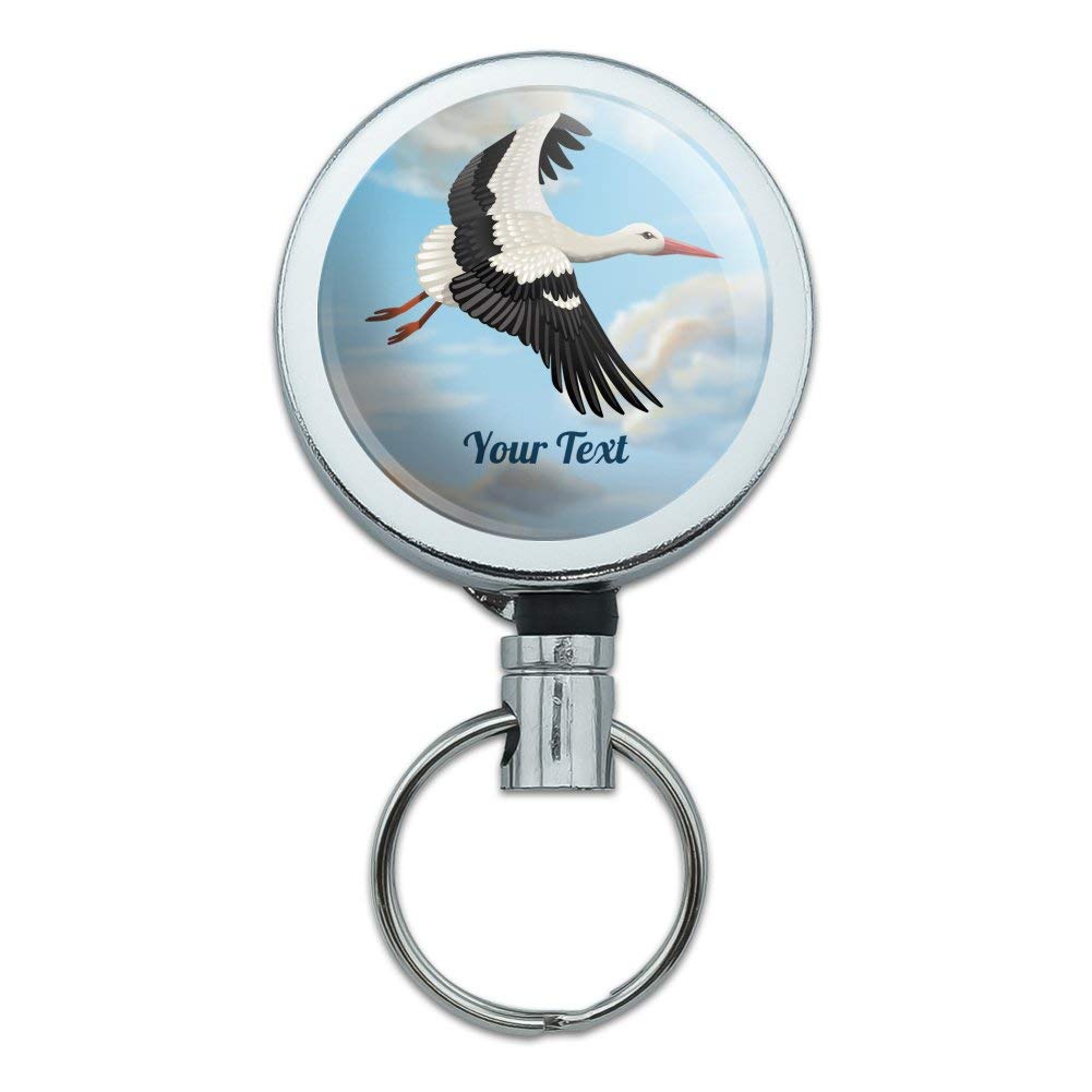 Personalized Custom 1 Line Stork Heavy Duty Metal Retractable ID Badge Holder with Belt Clip - Key Card Tag Reel for Security, Office & Healthcare Professionals