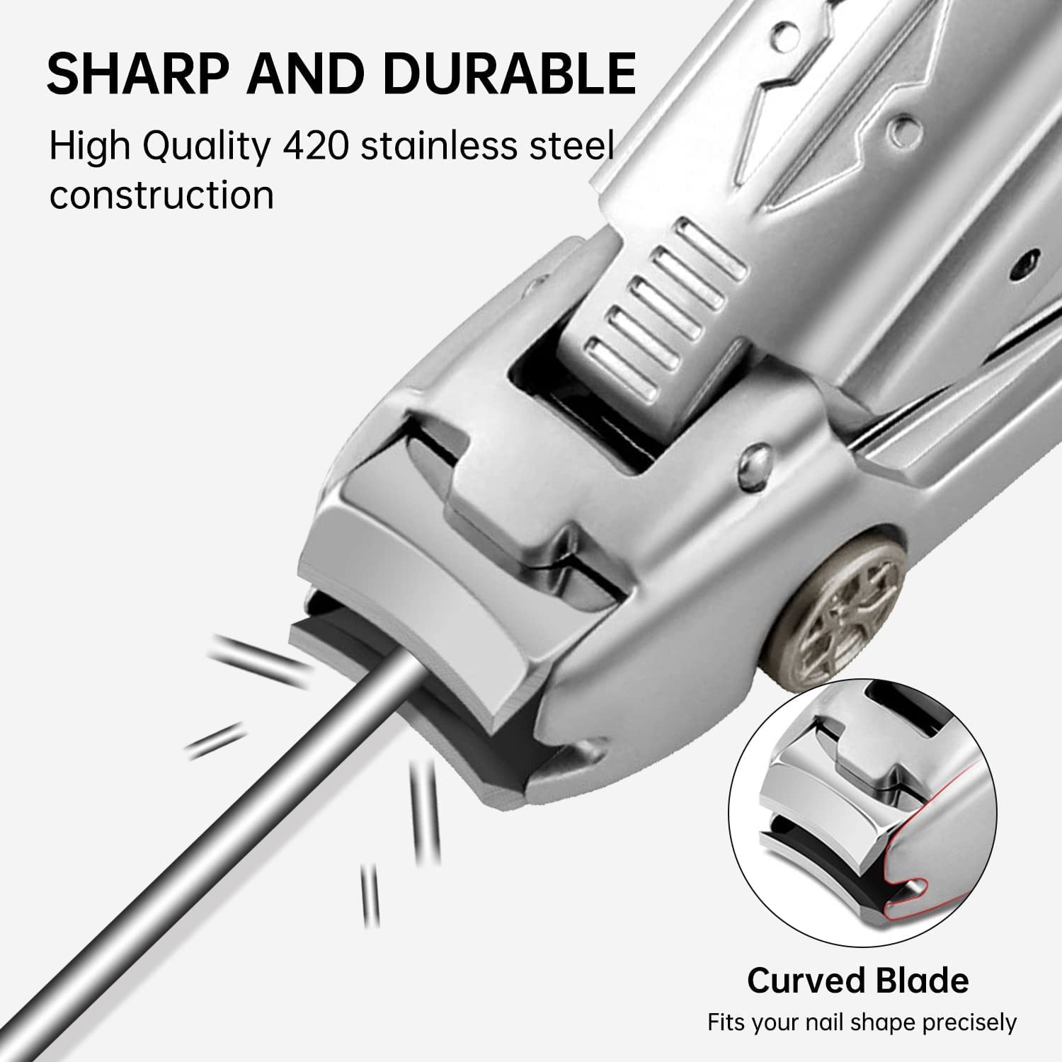 Premium Stainless Steel Nail Clipper with Catcher - No Splash Trimmer for Home & Travel (Silver)