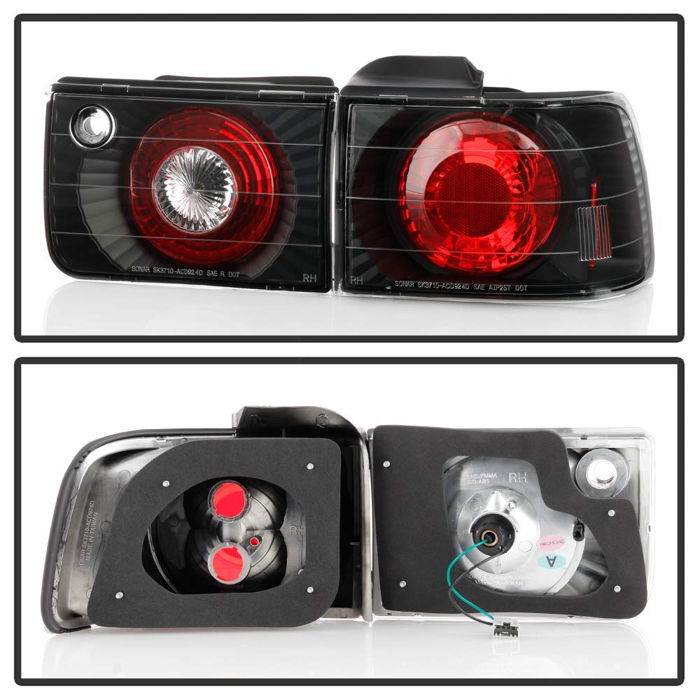 Euro Style Black Clear Tail Lights for Honda Accord 4 Door (1992-1993) | Direct Fit Replacement | Enhances Night Visibility & Vehicle Style
