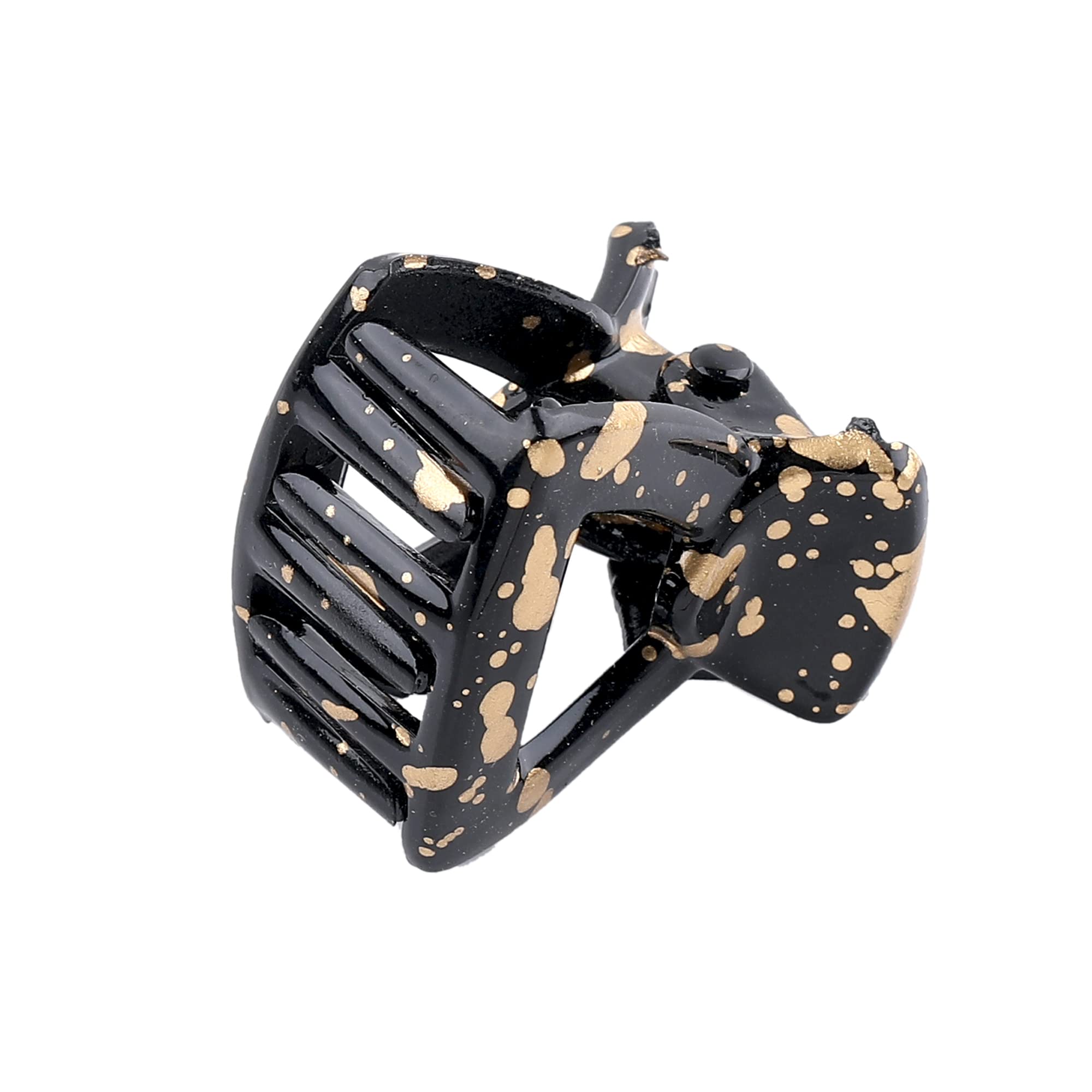 Elegant Black & Gold Dot Plastic Butterfly Hair Clips for Women & Girls - 3 Pack - Perfect for Parties, Weddings & Everyday Hairstyling