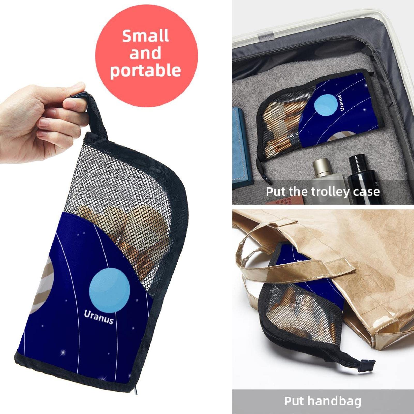 12-Piece Makeup Brush Organizer Bag with Planet Star Solar System Design - Portable Cosmetic Brush Holder Case for Travel, Home & Professional Use