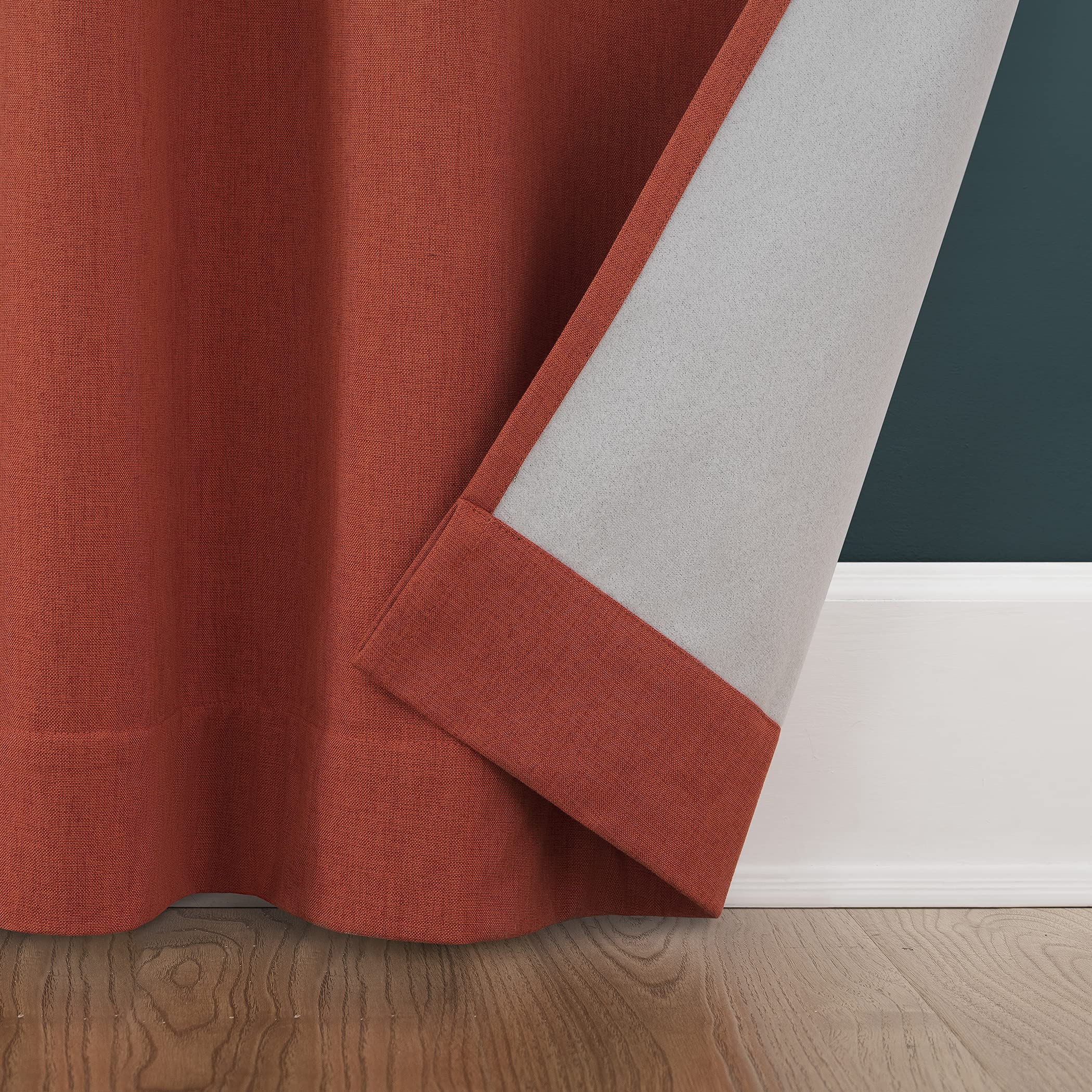 Sun Zero Jules Brushed Tonal Textured Blackout Curtain Panel - 40x84 Inches, Fire Red - Perfect for Bedrooms, Living Rooms & Home Theater Light Blocking