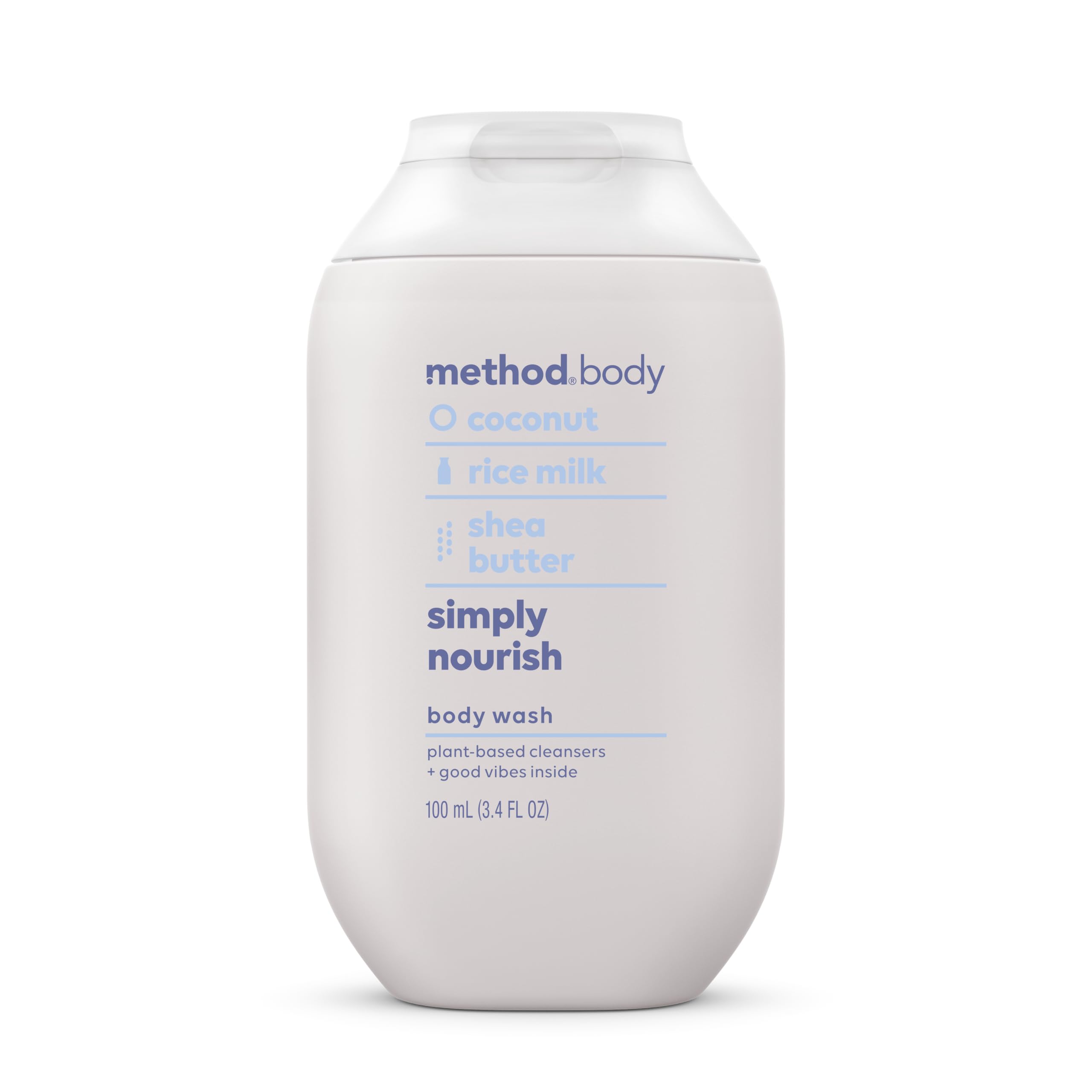 Method Simply Nourish Body Wash - 3.4oz Travel Size for Gym, Travel & On-the-Go | Vegan & Cruelty-Free Shower Gel