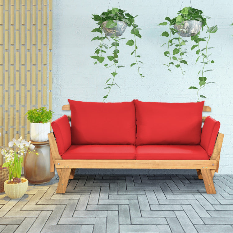 Costway Adjustable Convertible Patio Sofa Daybed with Thick Cushions - Indoor Outdoor Furniture for Garden, Balcony & Backyard Relaxation