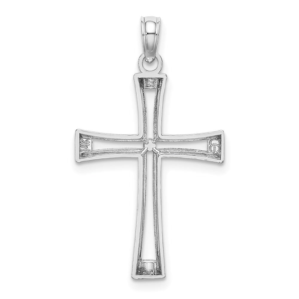14K Gold Polished Cut-Out Cross Pendant Necklace for Women - Elegant Religious Jewelry Gift for Baptism, Confirmation & Everyday Wear | Diamond2Deal