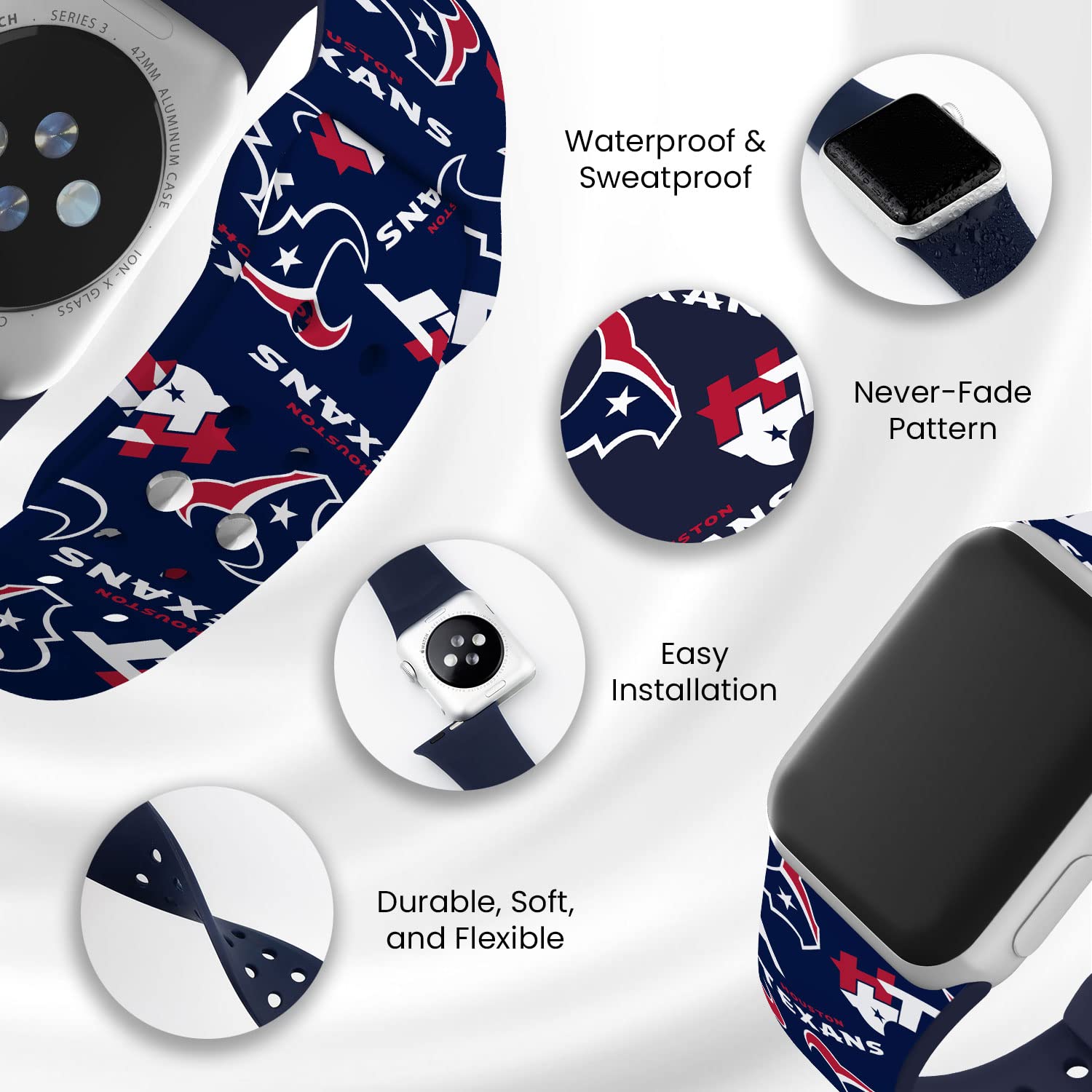 Denver Broncos HD Watch Band Compatible with Apple Watch Series 1-9 - Durable Sports Wristband for NFL Fans, Game Day & Everyday Wear