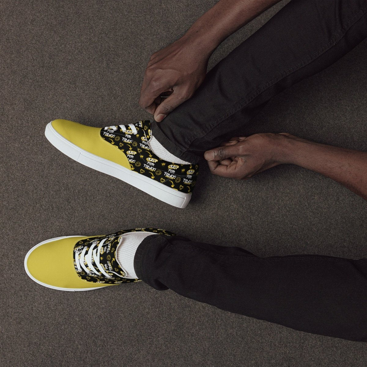 Just for Today Graffiti Men's Lace Up Canvas Sneakers - Durable Street Style Shoes for Urban Fashion & Skateboarding