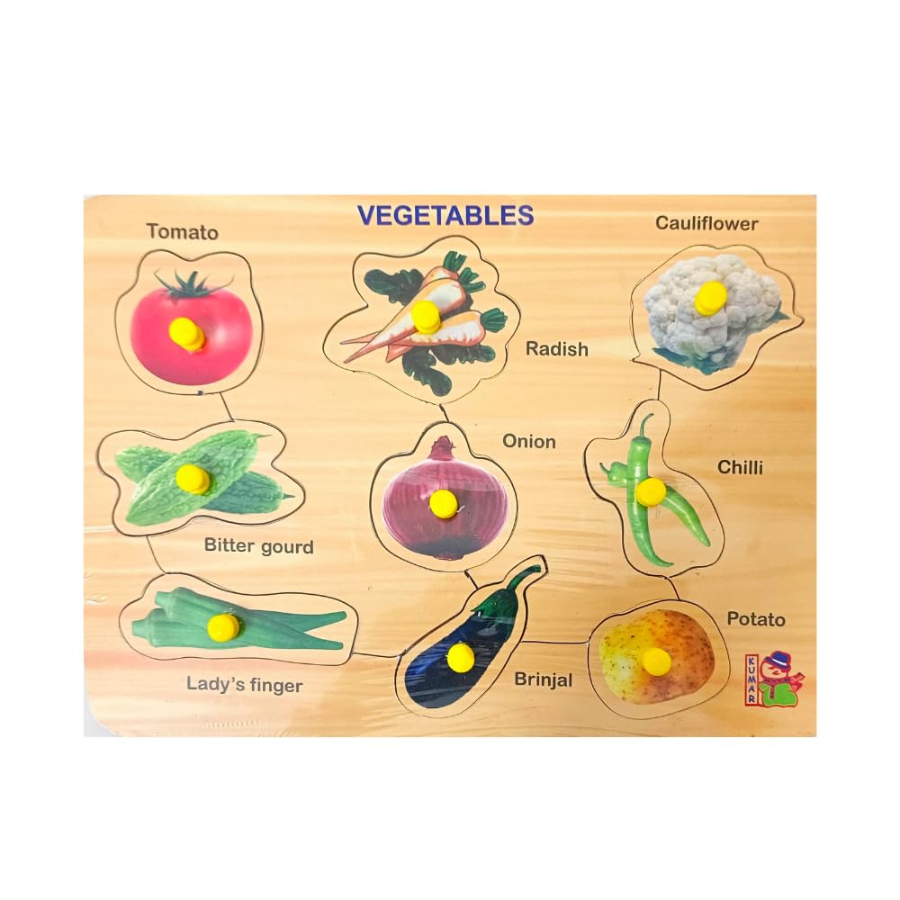 4-Piece Wooden Learning Puzzle Set for Kids & Adults - Educational Wooden Toys for Toddlers 3+ Years (Vegetable, Wild Animal, Domestic Animal, Shapes) - Perfect for Early Childhood Development & Family Game Night