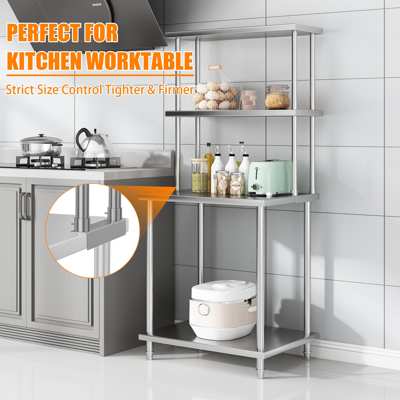 Stainless Steel 2-Tier Adjustable Overshelf for Work & Prep Table - 12
