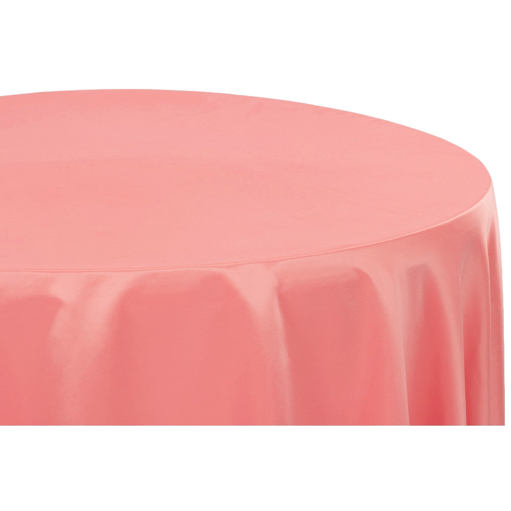 Luxury Lamour Satin 132-Inch Round Tablecloth in Coral - Perfect for Weddings, Banquets & Formal Dining Events