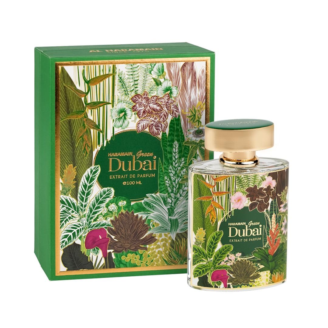 Al Haramain Green Dubai Unisex Perfume - Floral Woody Musk Eau de Parfum for Women & Men - Long Lasting Arabian Fragrance - 3.33 oz Extrait De Parfum Spray - Perfect for Date Nights, Special Occasions & Daily Wear