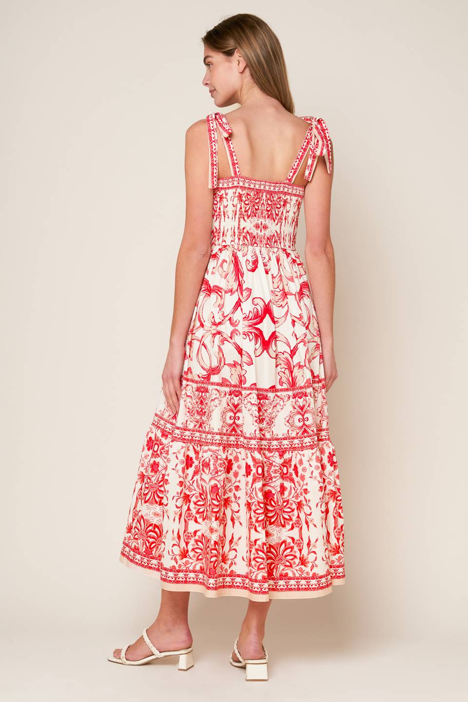 Amalfi Coast Mosaic Print Midi Dress - Floral Summer Beach Dress for Women, Perfect for Vacation, Wedding & Party Wear