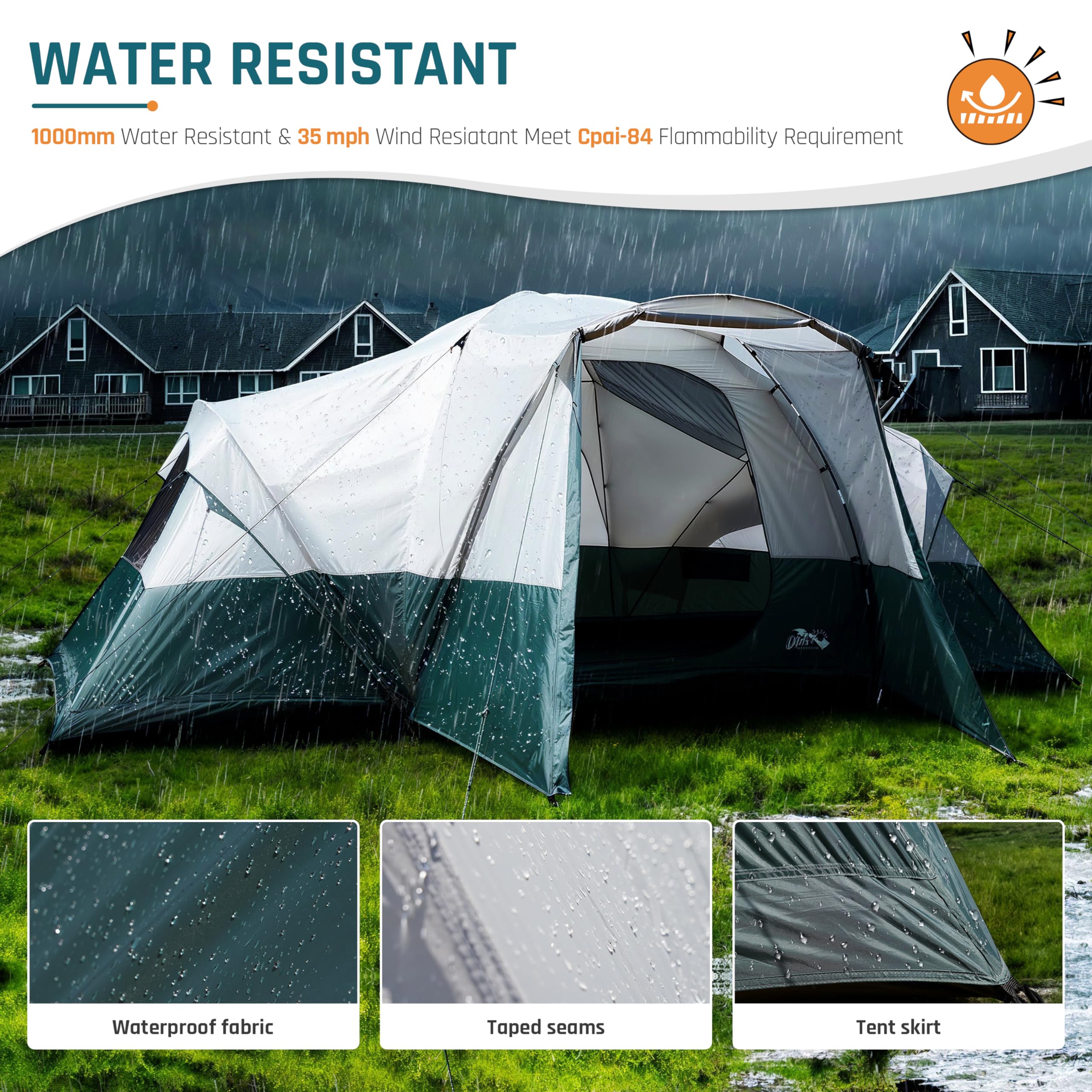 8/10/11 Person Family Camping Tent with Porch & Rainfly - Spacious Waterproof Dome Tent for Outdoor Adventures | Includes Windproof Ropes & Large Vestibule | Perfect for Family Camping Trips, Backpacking & Music Festivals