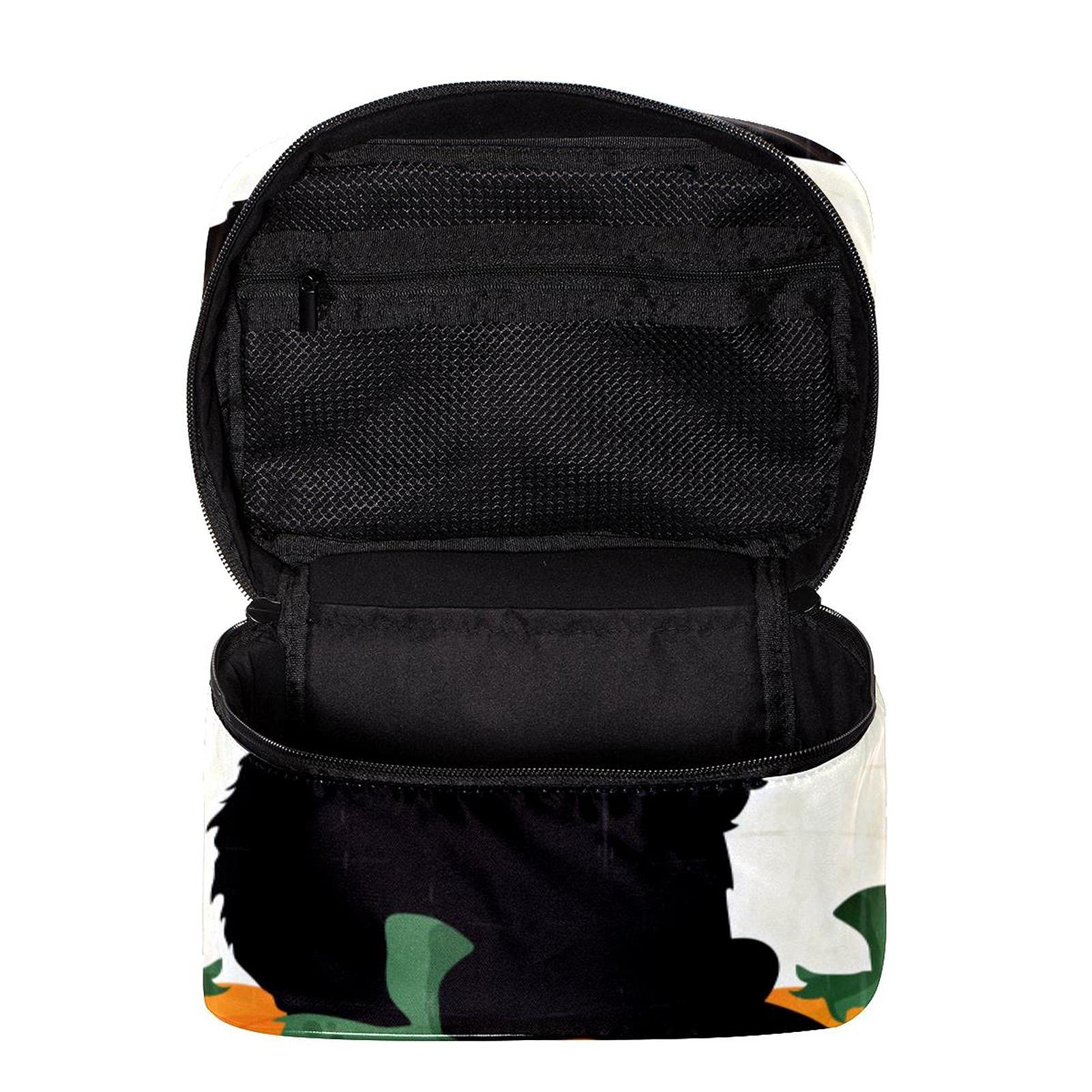 Happy Halloween Black Cat Witch Travel Makeup Bag - Large Cosmetic Organizer with Zipper for Women & Girls | Perfect for Travel, Parties & Halloween Costume Accessories