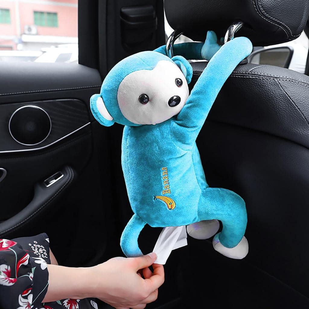 Soft Adorable Monkey Tissue Box Holder - Cute Animal Butt Shaped Storage Bag for Car, Home & Kitchen | Perfect for Tissue Storage in Vehicles, Living Rooms & Bathrooms