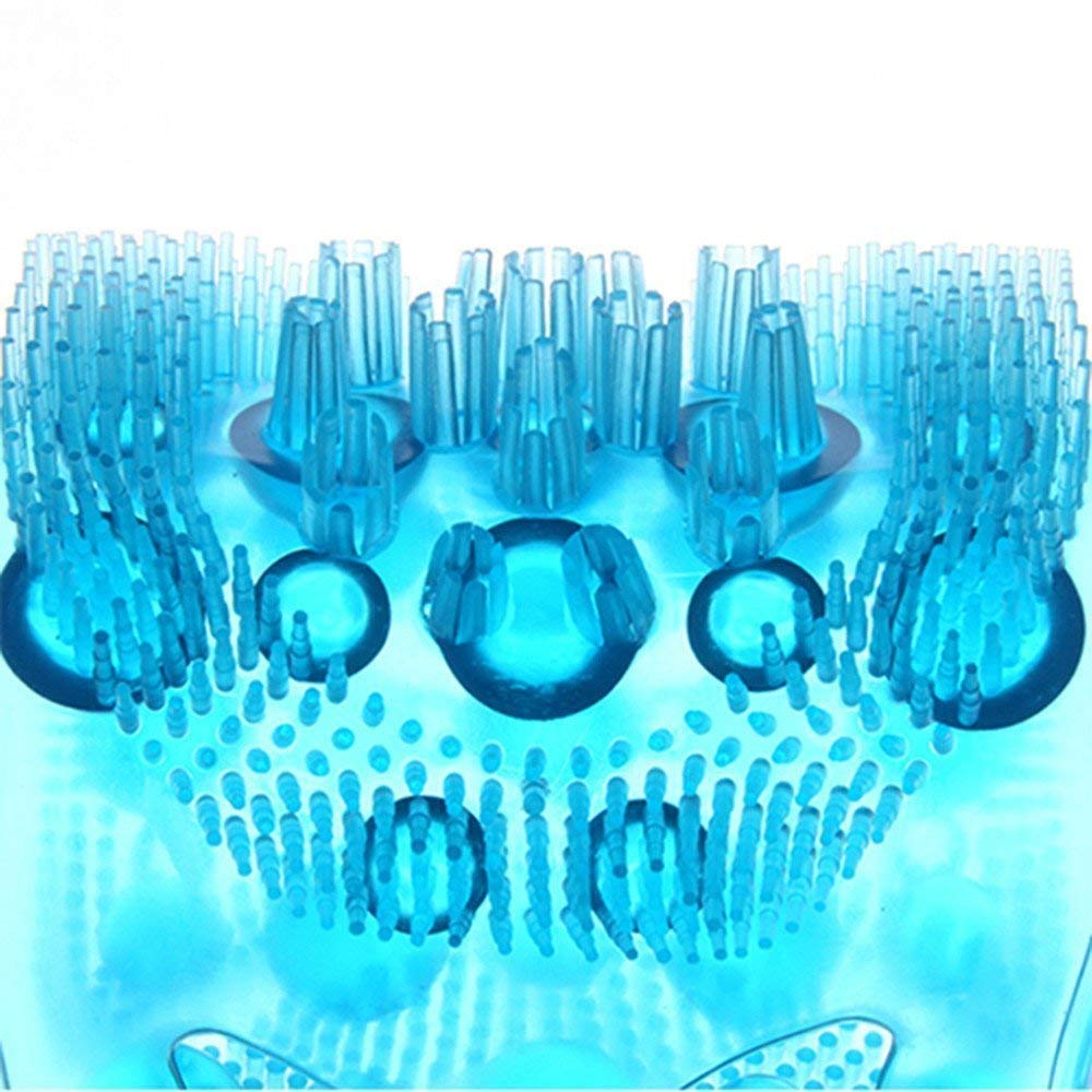 MARJI&ANUVRUTTI Silicone Dual Sided Back Scrubber Brush - Exfoliating Body Scrubber & Foot Massager with Pumice Stone - Shower Bath Belt for Deep Cleansing & Relaxation (Blue) - Perfect for Spa, Home Bath & Travel Use