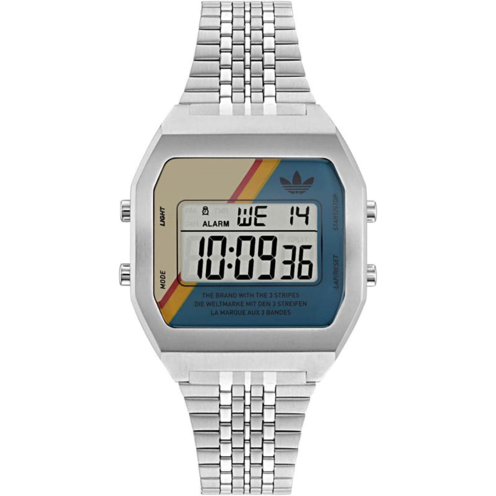 Adidas Digital Silver Stainless Steel Strap Unisex Watch AOST23556 - Stylish Sports & Casual Wear for Men and Women