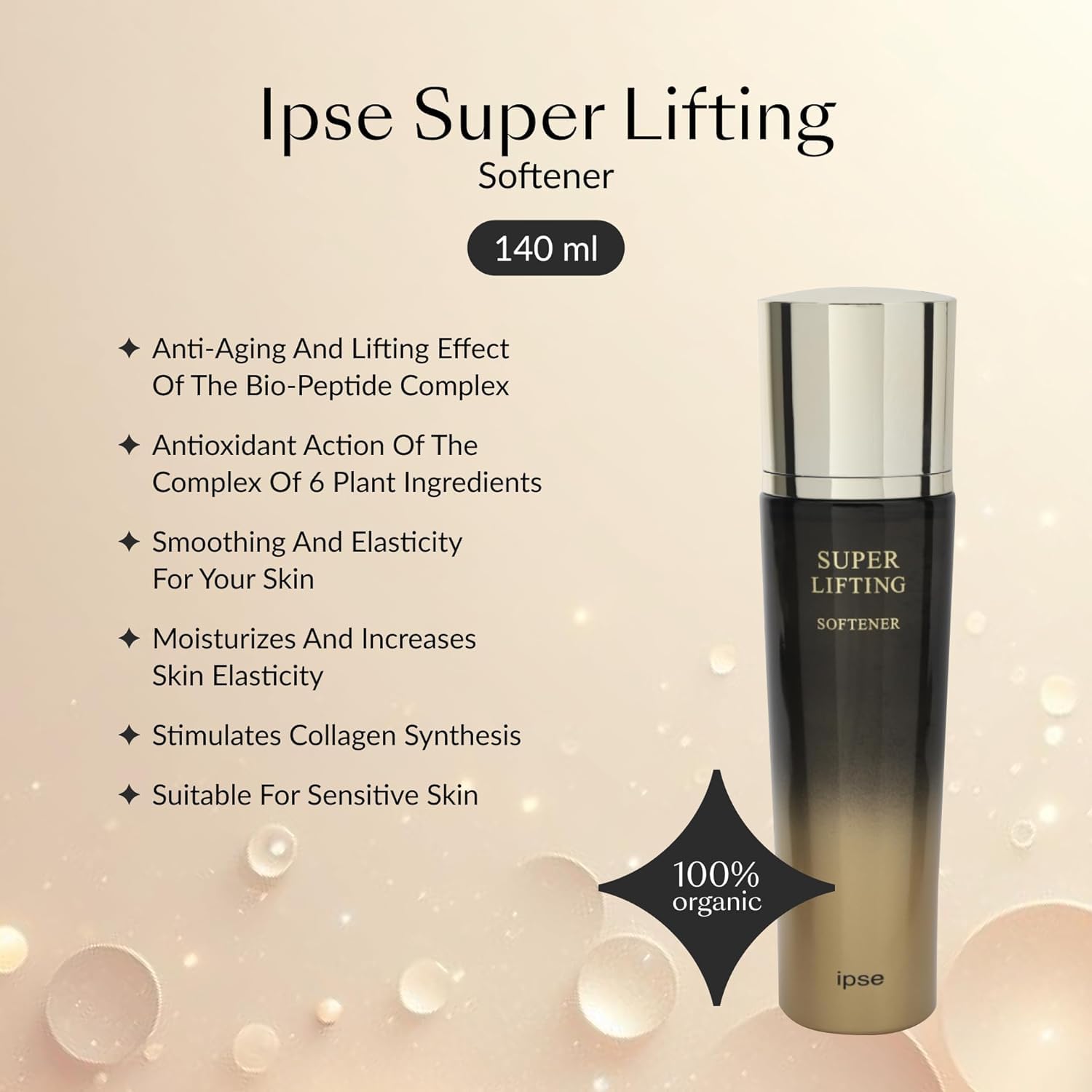 IPSE Korean Super Lifting Face & Neck Serum 140ml - Anti-Aging Facial Rejuvenation Serum with Peptide Complex - Reduces Fine Lines & Wrinkles - Best for Night Skincare Routine & Daily Anti-Aging Treatment