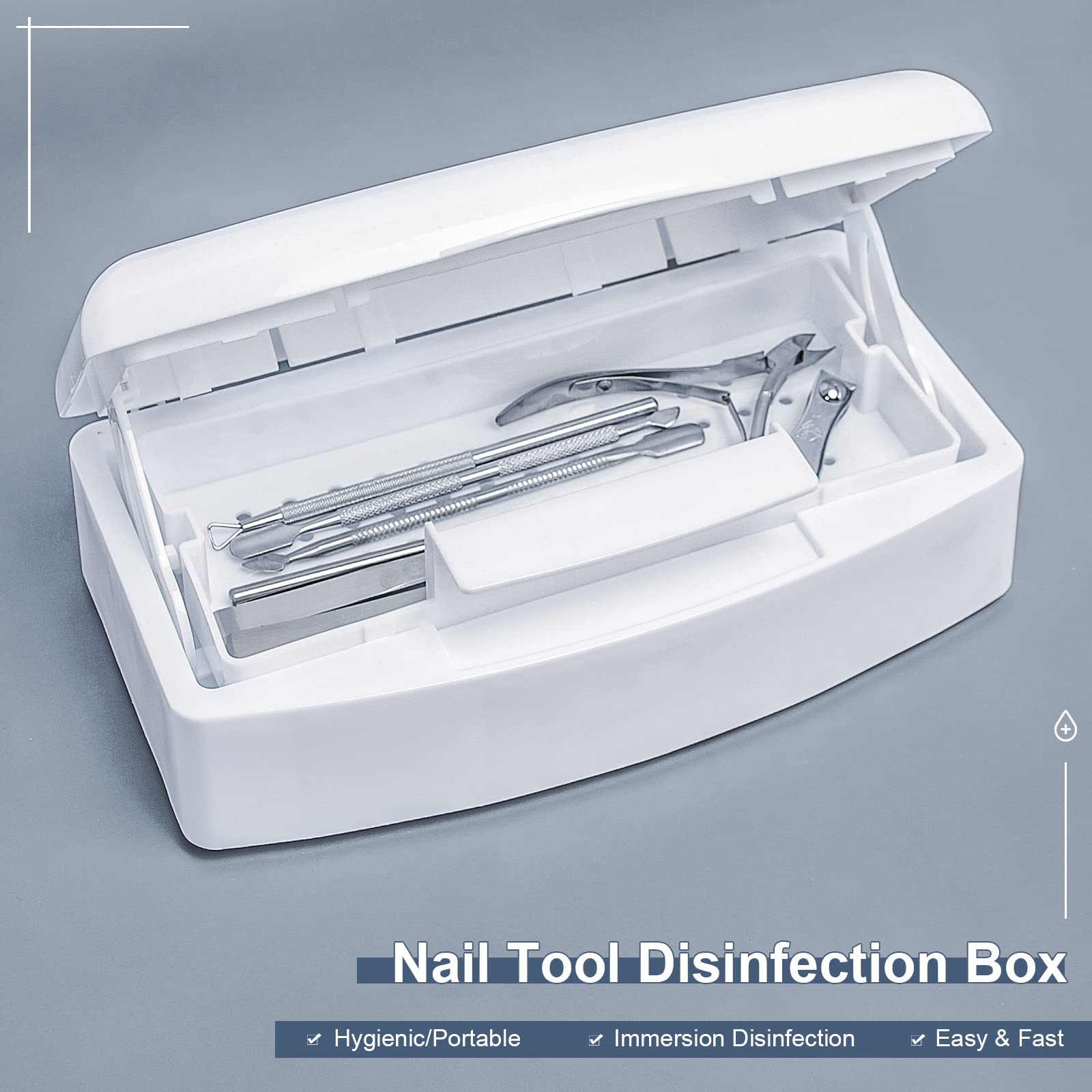 Ranrose Nail Art Cleaning Box - Plastic Storage Organizer for Tweezers & Manicure Tools, White Nail Tip Tray for Salon & Home Use - Perfect for Nail Technicians & DIY Enthusiasts