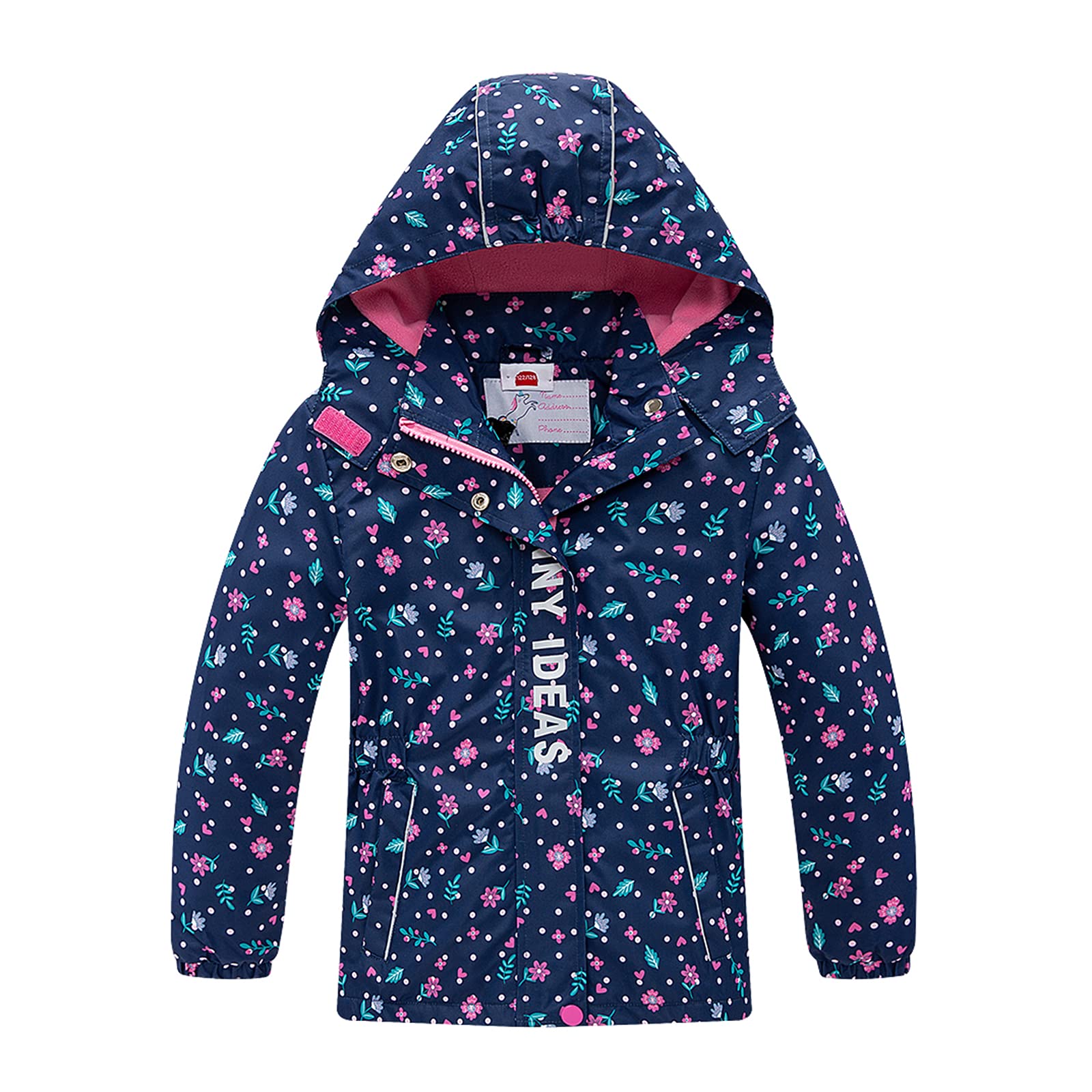 Girls Waterproof Rain Jacket with Fleece Lining - Hooded Windbreaker for Kids - Perfect for Outdoor Play, School & Rainy Day Adventures