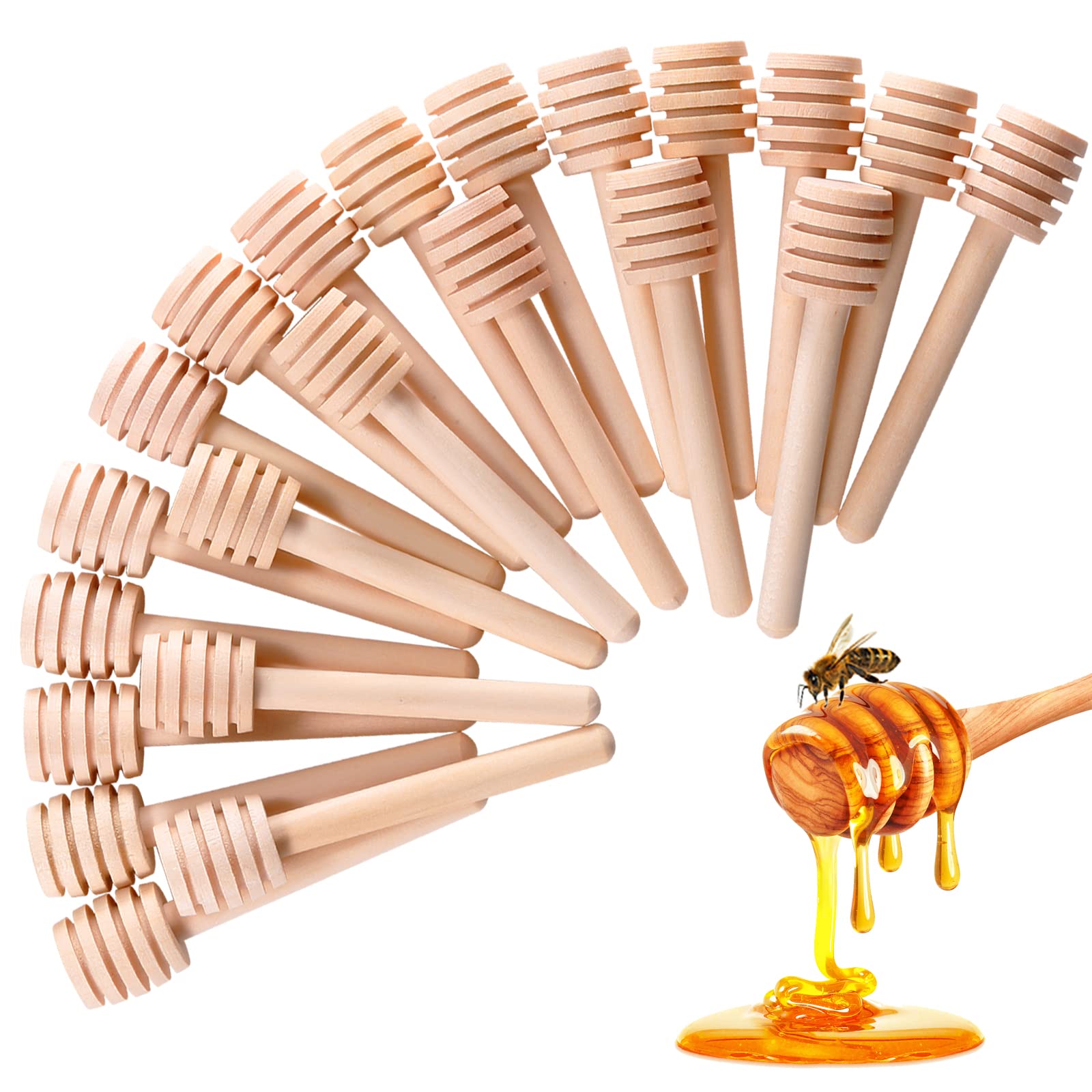 150 Pcs 3 Inch Mini Wooden Honey Dipper Sticks - Natural Honeycomb Design Stirring Spoons for Tea, Coffee, Yogurt & Baking - Perfect for Honey Jars, Wedding Favors, Party Gifts & Kitchen Essentials
