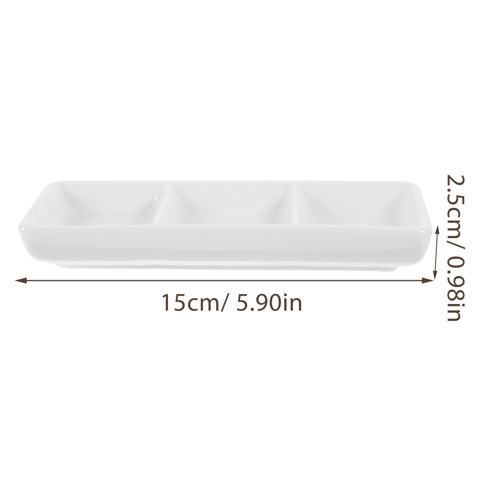 Ceramic Dipping Bowls 3-Compartment Tray for Sushi, Sauces & Candy