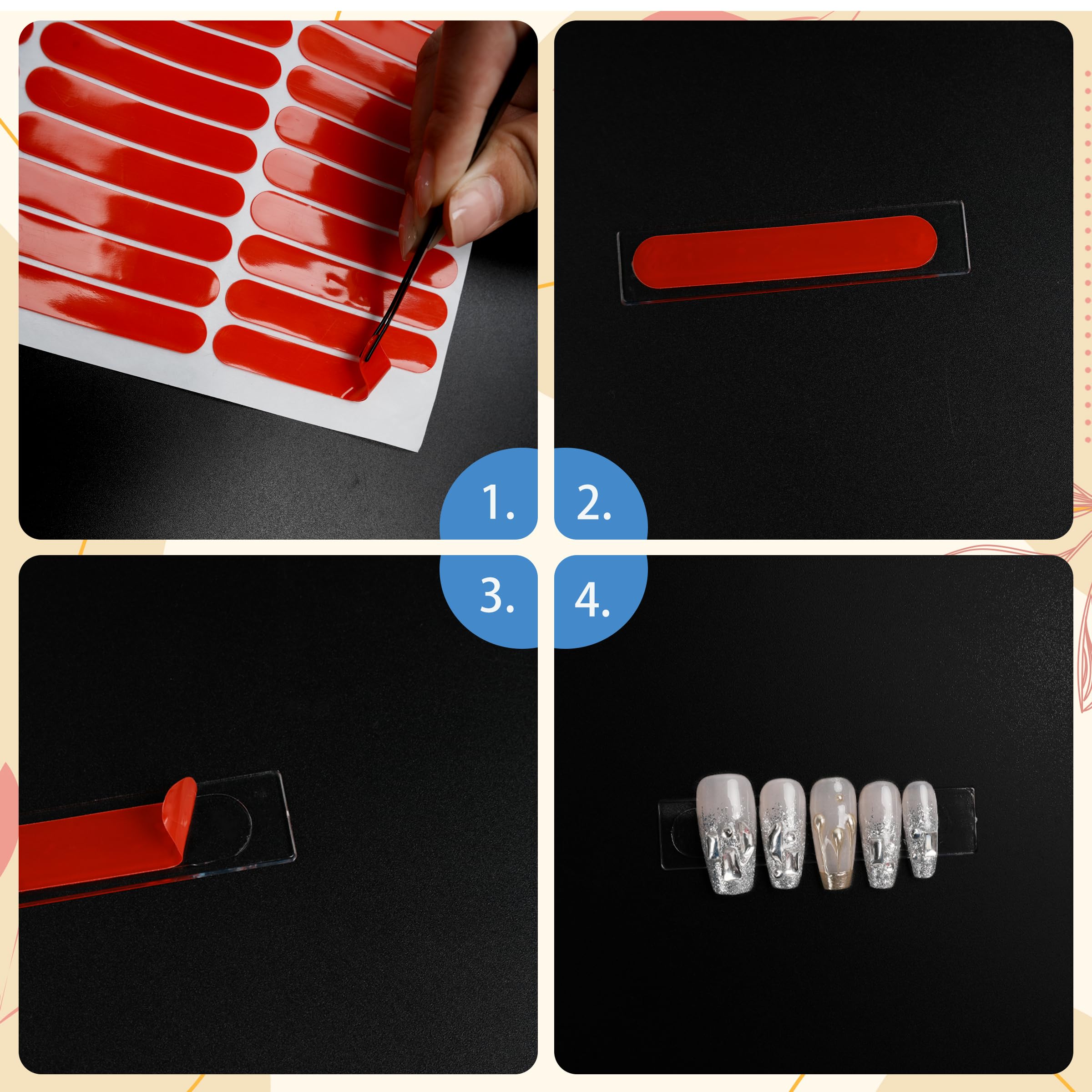 12 Sheets Double Sided Tape for Press on Nails - Strong Clear Adhesive Mounting Tape for Nail Display & Packaging Supplies - Perfect for Salon, Home Manicure & Nail Art DIY Projects
