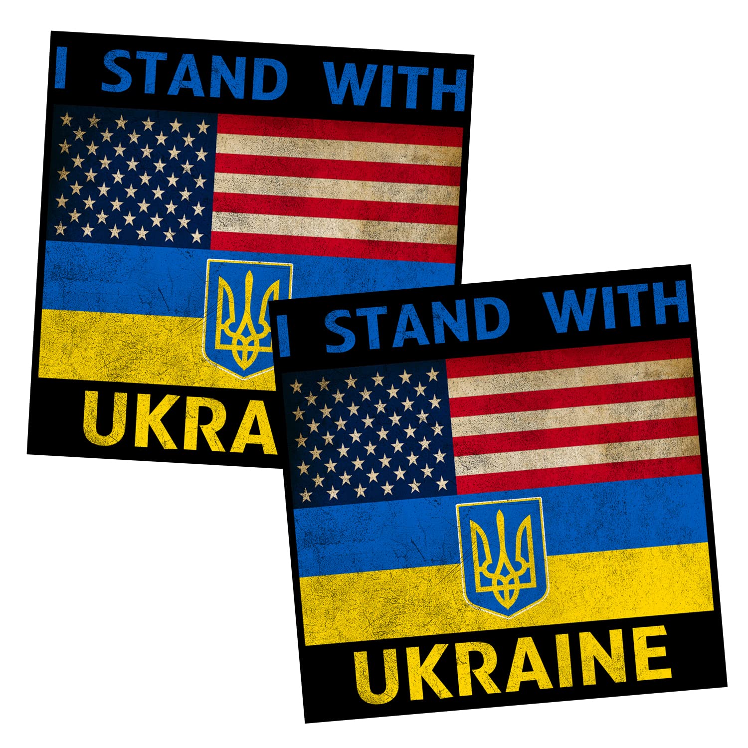 2 Pack I Stand with Ukraine Car Bumper Stickers - Waterproof Decal for Cars, Trucks, Windows, Laptops (5x5 Inch) - Show Support for Ukraine & Promote Peace - Perfect for Daily Commute, Travel & Office Use