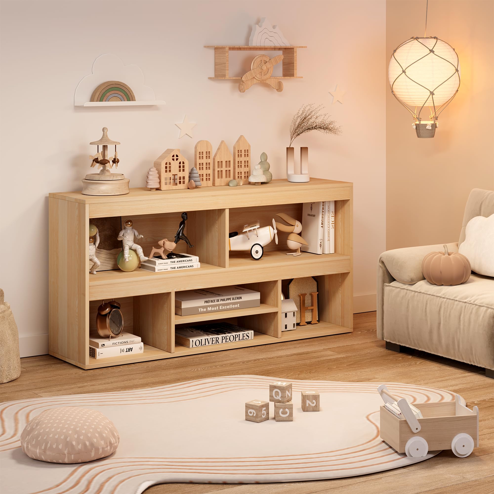 IDEALHOUSE 6-Cube Wooden Toy Storage Organizer & Kids Bookshelf - Multifunctional Storage Cabinet for Toys, Books & Decor | Perfect for Playroom, Classroom, Nursery & Kids Bedroom Organization