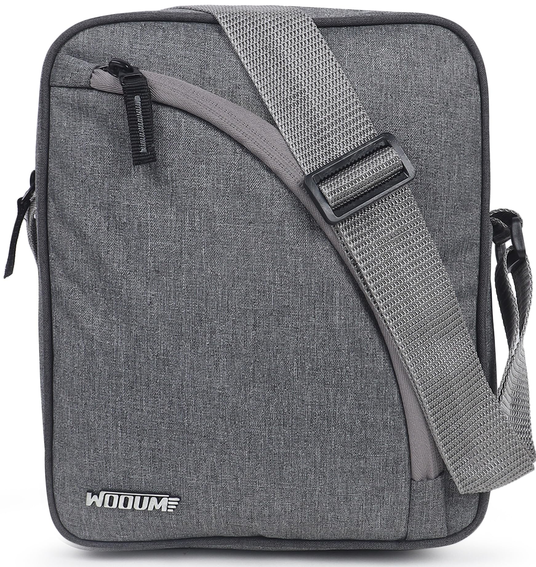 Wooum Sling Bag Cross Body Messenger Bag - Compact Size 10x8x4 Inch (Tgrey) - Water-Resistant with 4 Zipper Compartments, Adjustable Strap & Tablet Holder - Large Capacity for Travel, Work & Daily Use