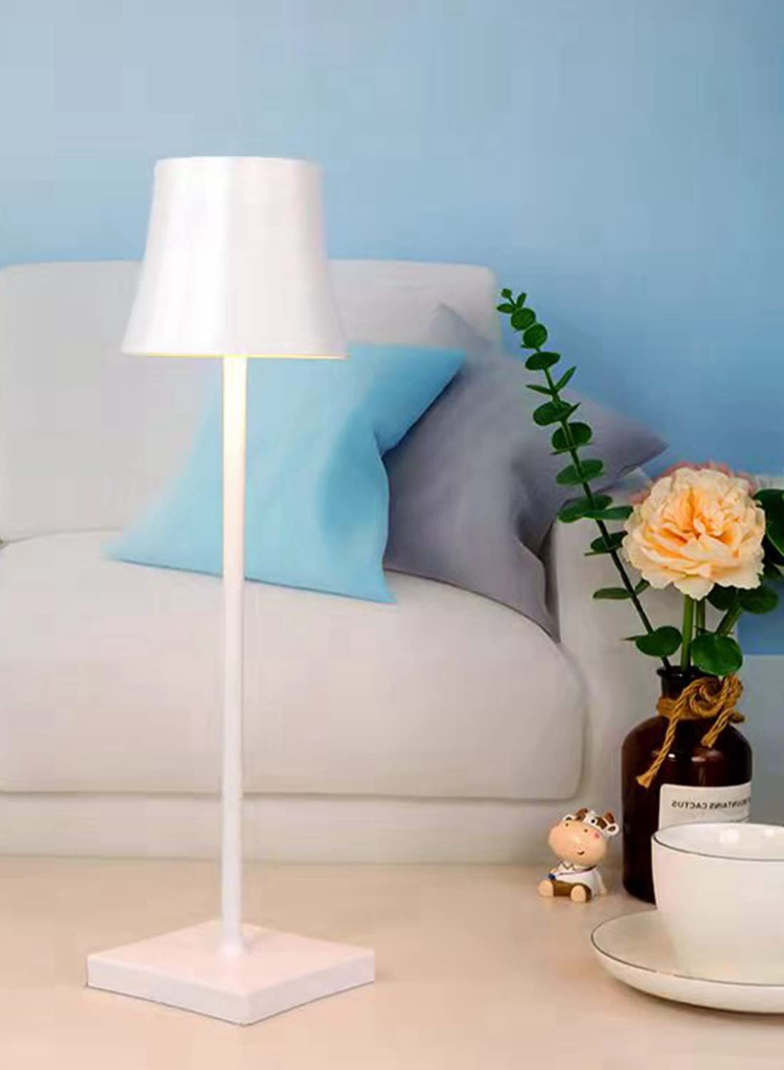 Rechargeable Cordless Table Lamp - IP54 Waterproof Battery Operated Touch Control Desk Light for Indoor & Outdoor Use - Perfect for Bedroom, Restaurant, Bar, Buffet, Camping, and Emergency Lighting - White