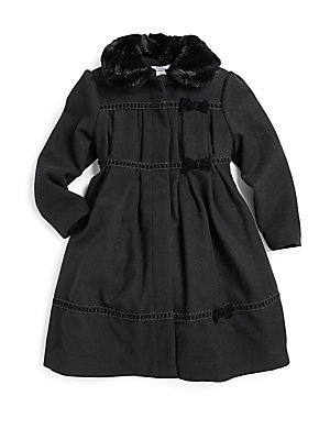 Hartstrings Little Girls' Wool Coat with Faux Fur Collar - Warm Winter Jacket for Toddlers & Kids - Perfect for School, Playdates & Holiday Outfits