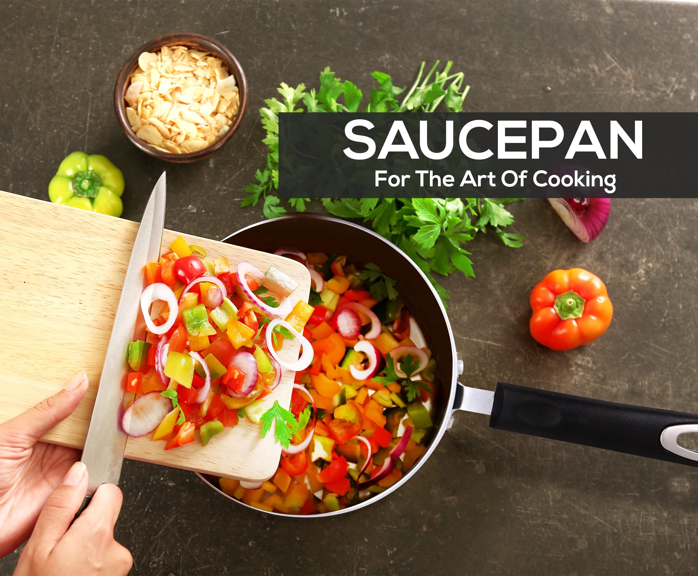 Utopia Kitchen Nonstick Saucepan Set with Lid - 1 Quart & 2 Quart Multipurpose Cookware for Home, Restaurant & Professional Use - Perfect for Boiling, Simmering & Sauce Making (Black)