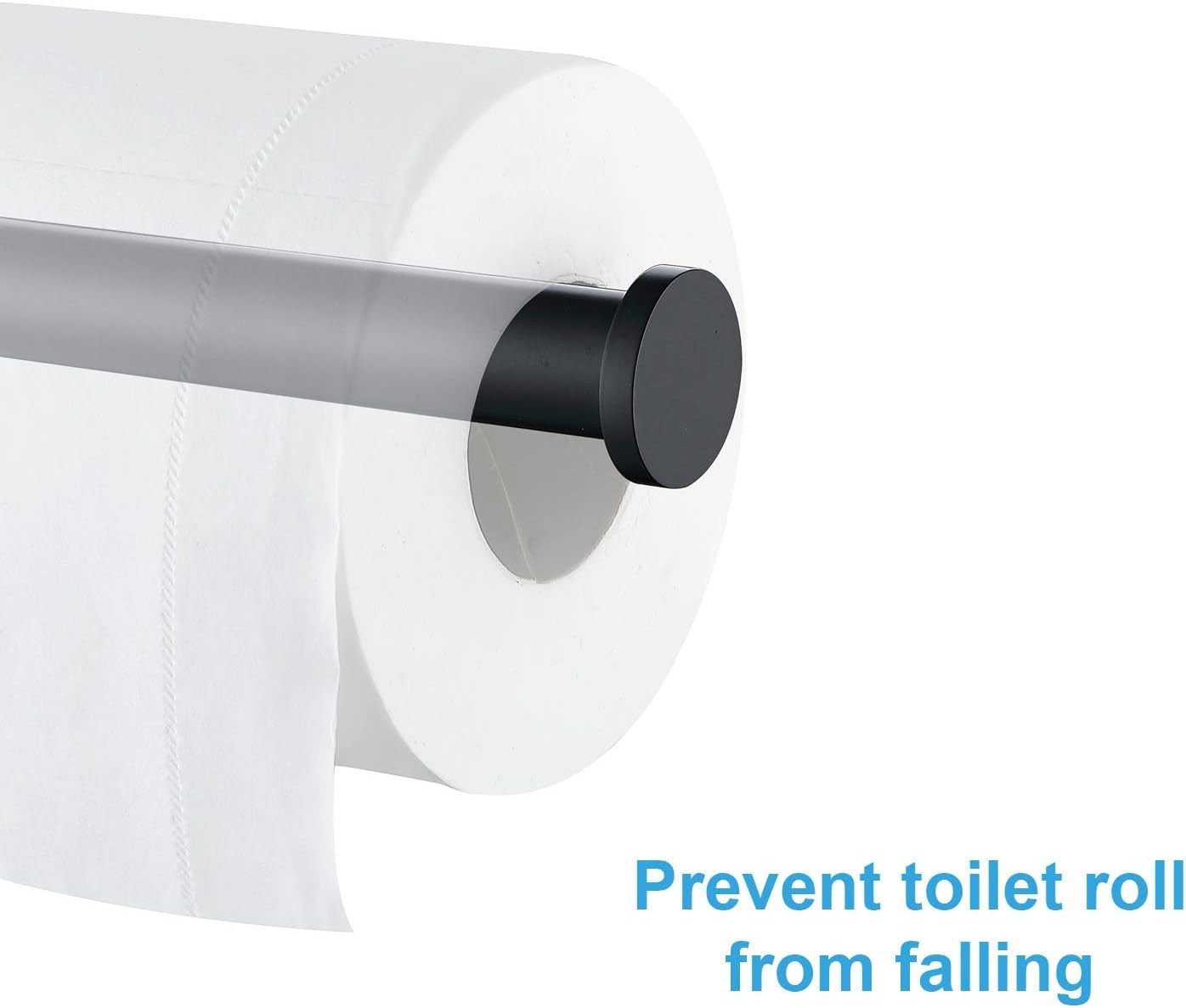 Stainless Steel Toilet Paper Holder - 304 Grade Wall Mount Tissue Roll Stand for Bathroom & Kitchen | Matte Black Finish | Durable & Stylish Bathroom Accessory | Perfect for Home, Office, and RV Use