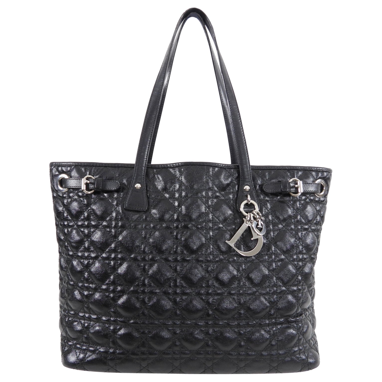 Christian Dior Black Cannage Panarea Leather Tote Bag - Luxury Designer Handbag for Women, Work, Travel & Everyday Use