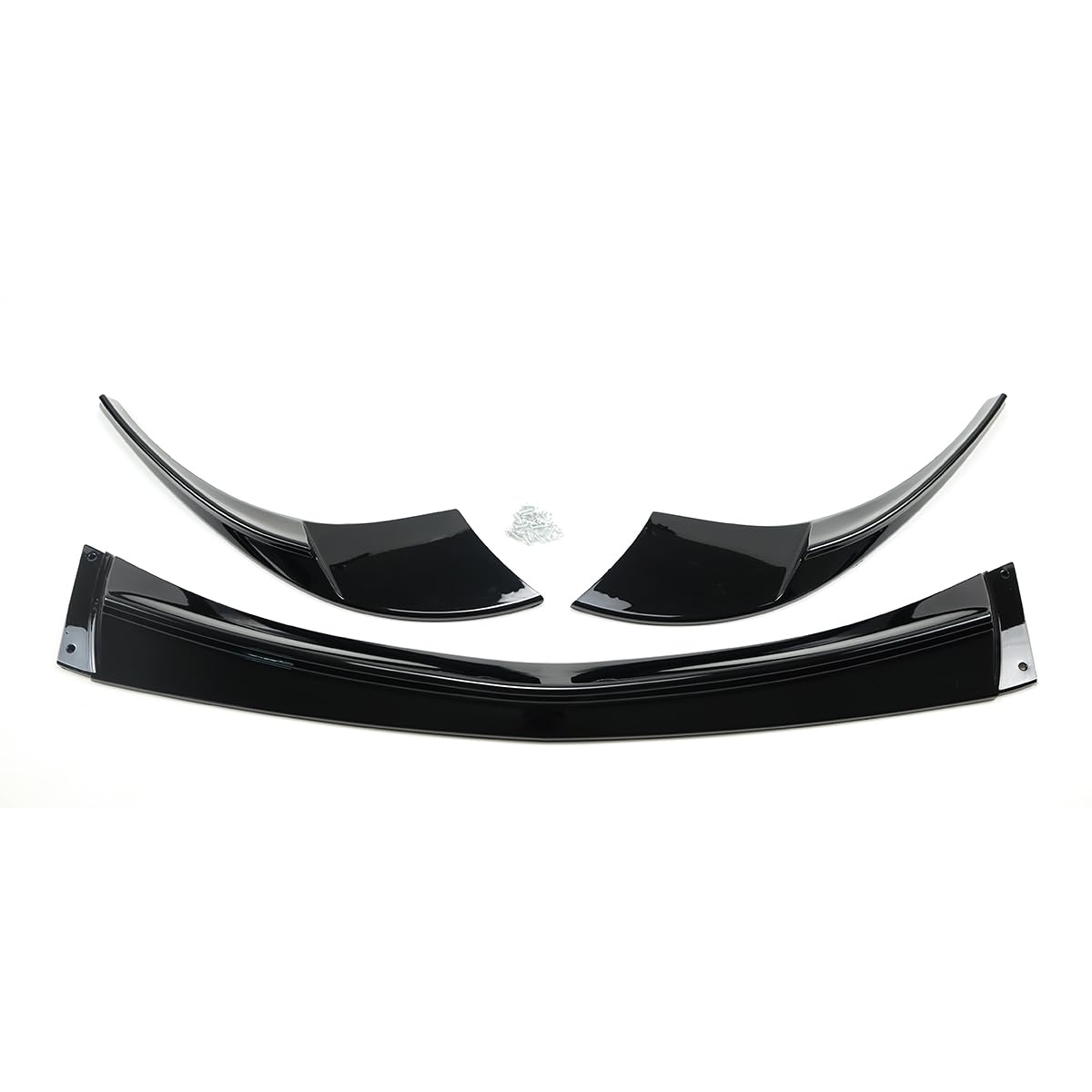 Glossy Black Front Bumper Lip Splitter (3-Piece Set) - Compatible with 2005-2013 Chevy Corvette C6 Base Models | Enhance Style & Aerodynamics for Street Racing & Car Shows
