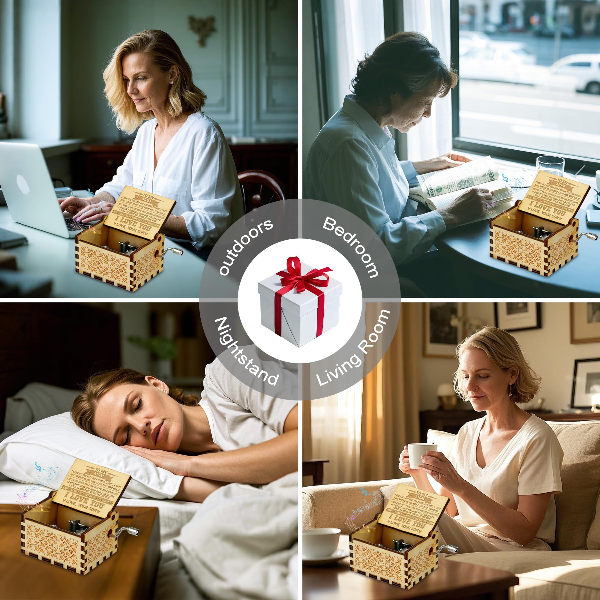 Wooden Music Box Gift for Mom - Birthday, Mother's Day & Anniversary - Perfect for Daughter & Son Gifts