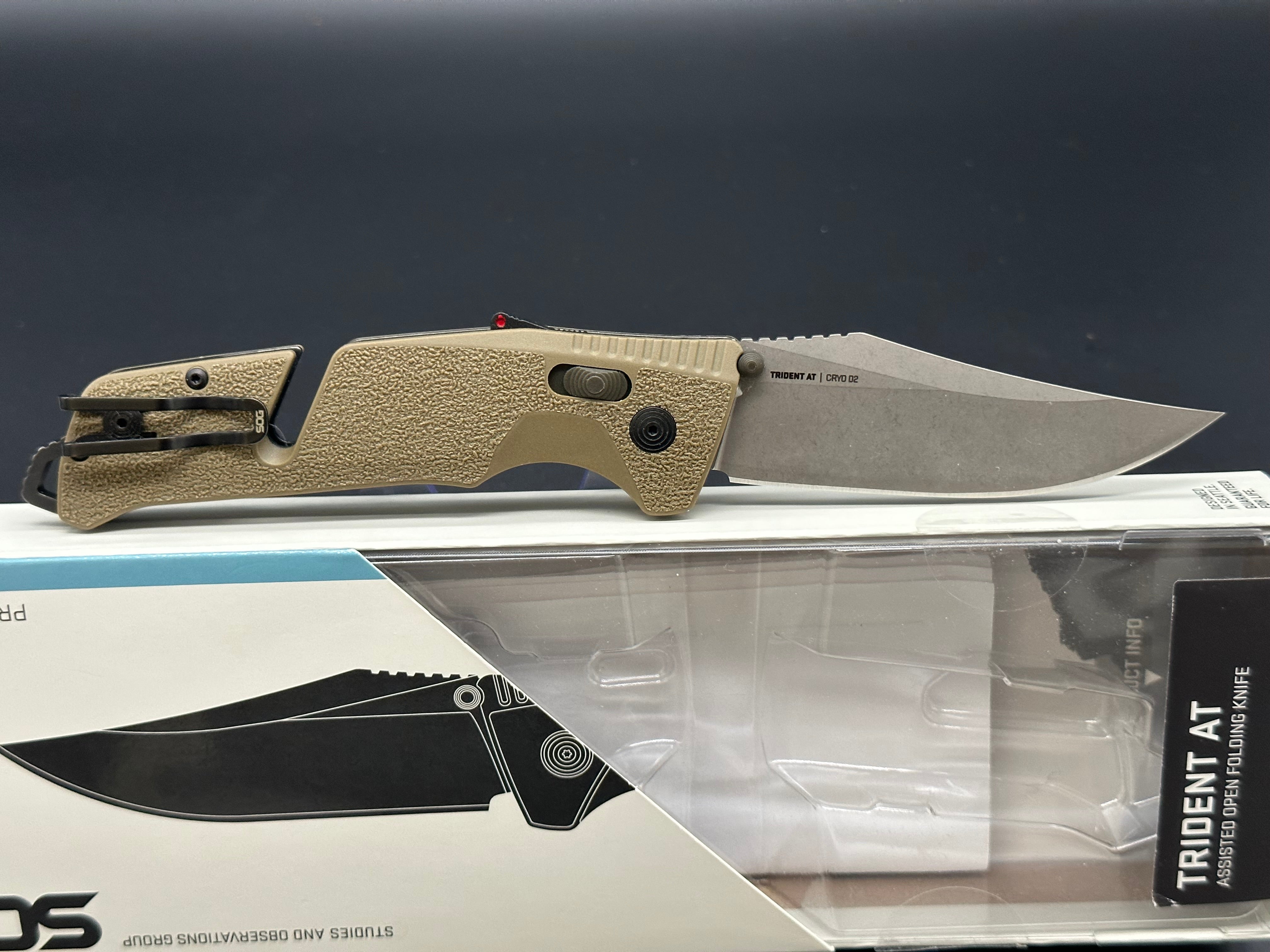 SOG Trident AT MK3 Tactical Folding Knife - Black TiNi Coated Blade, Glass-Reinforced Nylon Handle for Outdoor, Camping & Survival Use