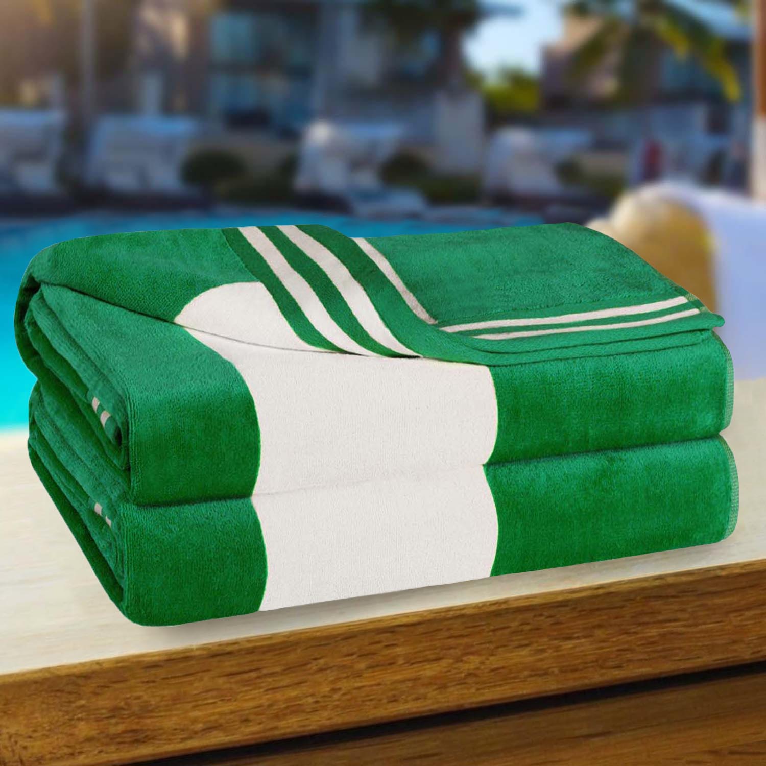 Premium Cabana Stripe Oversized Cotton Beach Towel Set of 2, 4, or 6 - Soft, Absorbent & Quick-Drying for Pool, Beach, Vacation & Spa Use