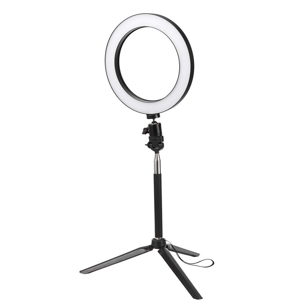Qiilu 20cm LED Ring Light with Tripod - 3200K-5500K Dimmable USB Photography Light for Selfies, Makeup, YouTube Videos & Live Streaming | Aluminum Alloy Construction, Includes Selfie Stick
