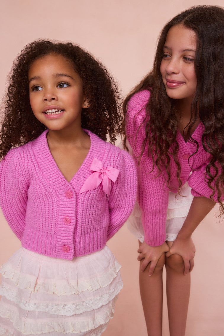 Teisha Alpaca Bow Cardigan for Girls - Soft & Warm Knit Sweater - Perfect for School, Parties & Winter Outfits
