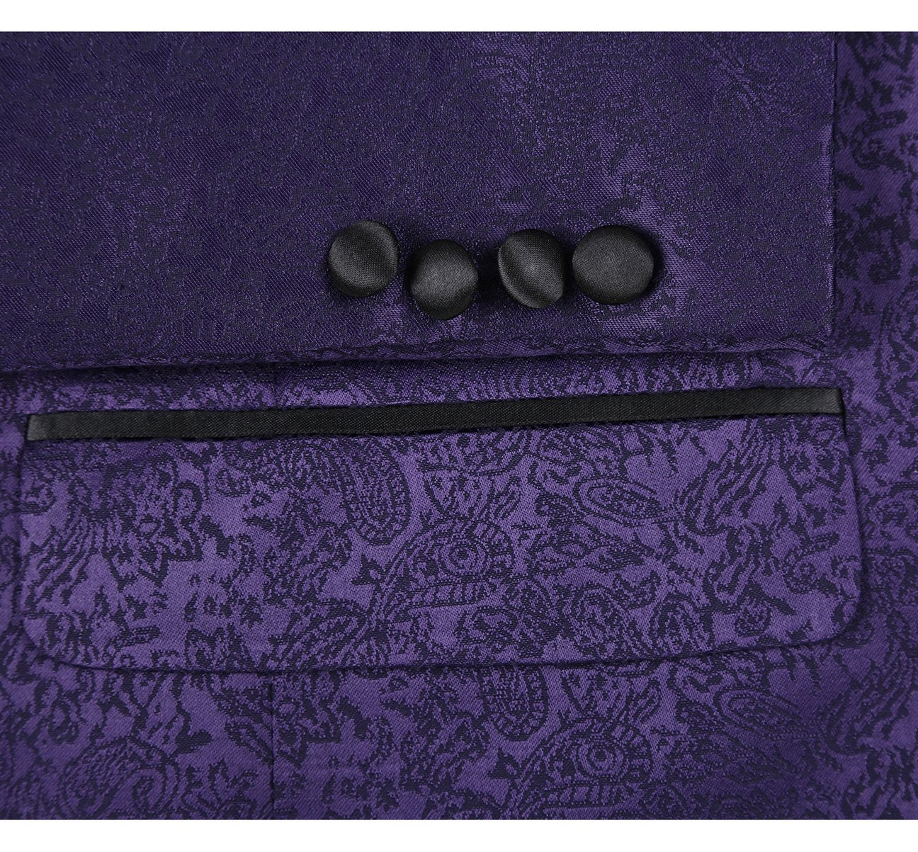 Renoir Purple Slim Fit Peak Lapel Tuxedo Blazer with Embroidered Pattern - Alessandro Vitello Collection | Formal Evening Wear for Weddings, Galas & Black Tie Events