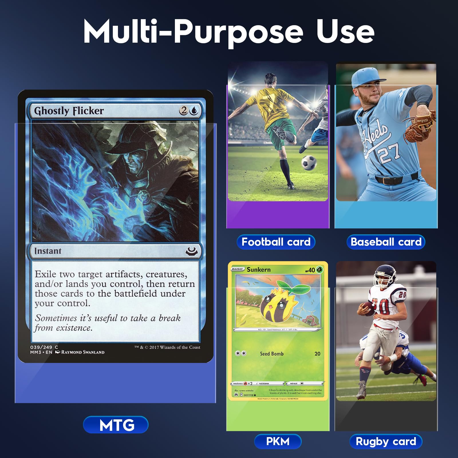 500ct Trading Card Sleeves - Perfect Fit MTG/Pokemon/Baseball Card Protectors (66x91mm) for TCG, Photocards & Collectibles | Acid-Free, Clear & Durable Card Sleeves for Gaming, Storage & Display