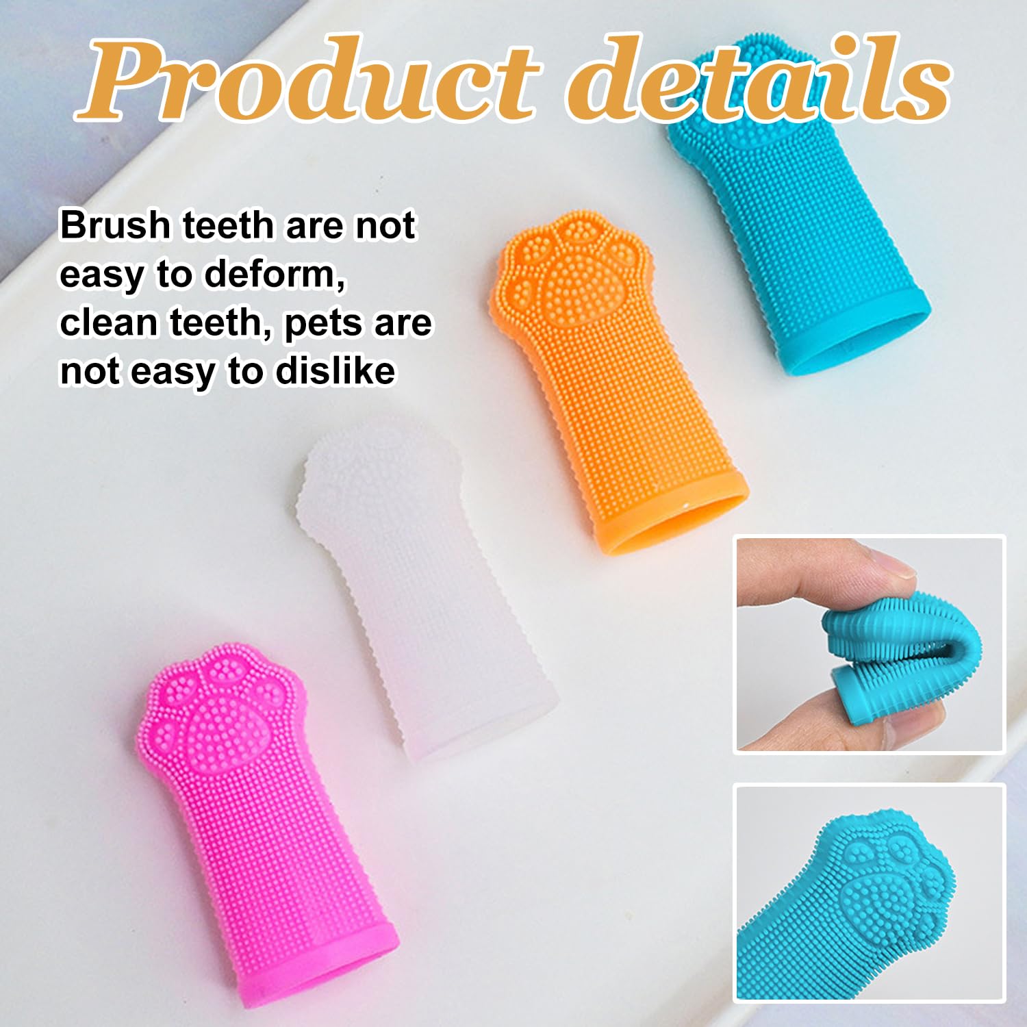 4-Pack Silicone Dog Finger Toothbrushes - Gentle & Effective Pet Dental Care for Dogs & Puppies - Perfect for Daily Teeth Cleaning & Oral Hygiene at Home