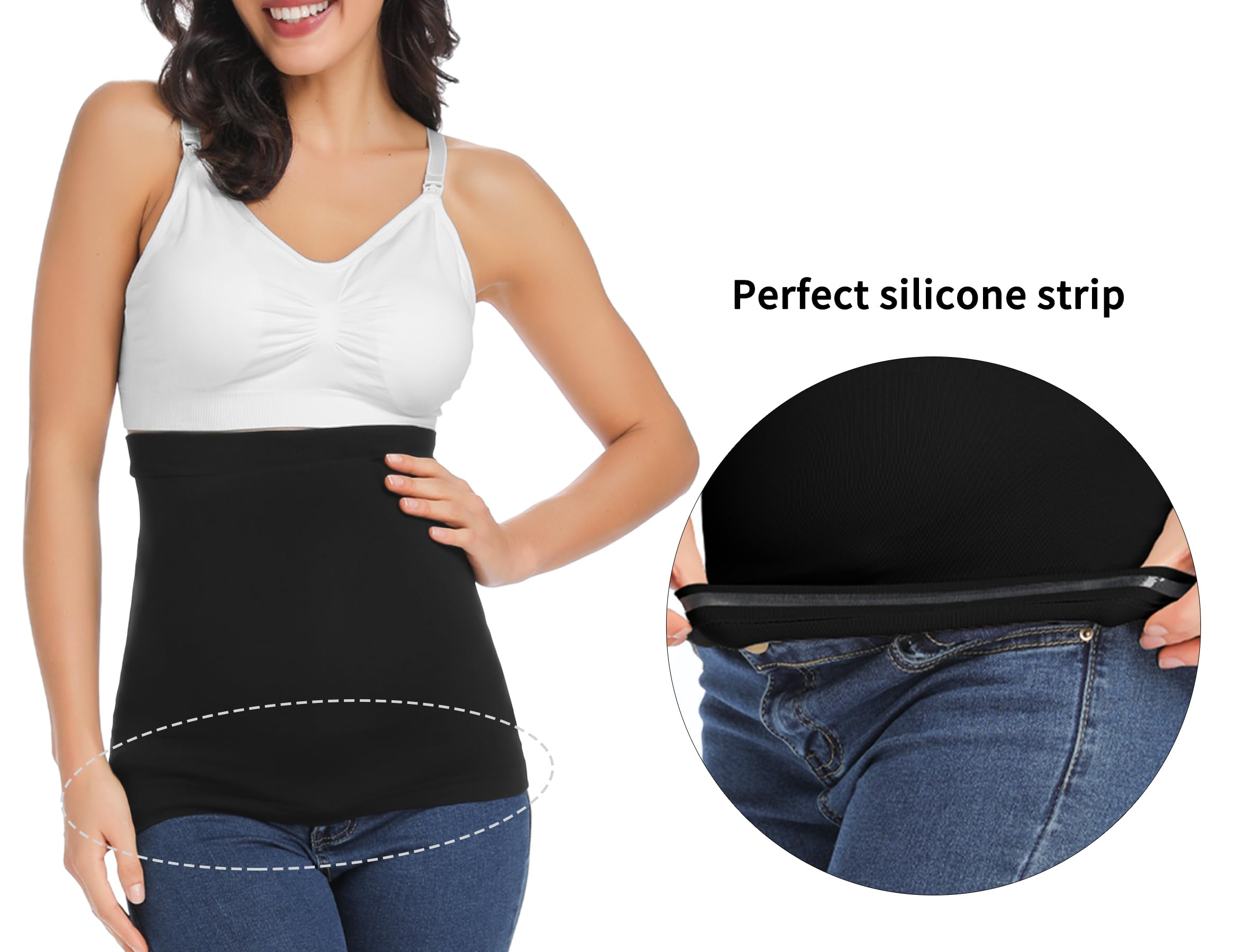 Rheane Maternity Belly Band for Pregnant Women - Pregnancy Support Belt with Seatbelt Protection - Comfortable Abdominal Wrap for Expecting Mothers (Black 2-Pack) - Perfect for Work, Travel & Everyday Wear