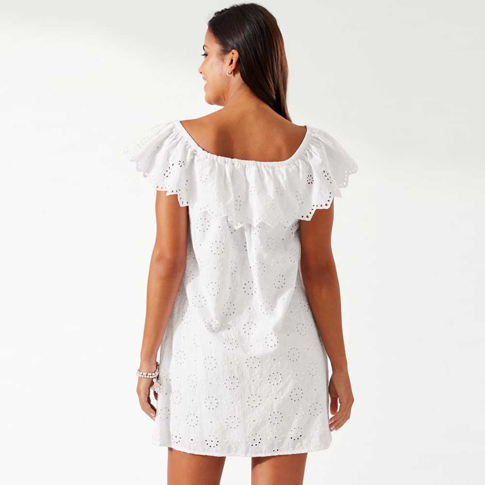 Tommy Bahama Harbour Eyelet Off The Shoulder Dress Cover Up - White | Beach Wedding, Resort Wear & Summer Vacation Outfit