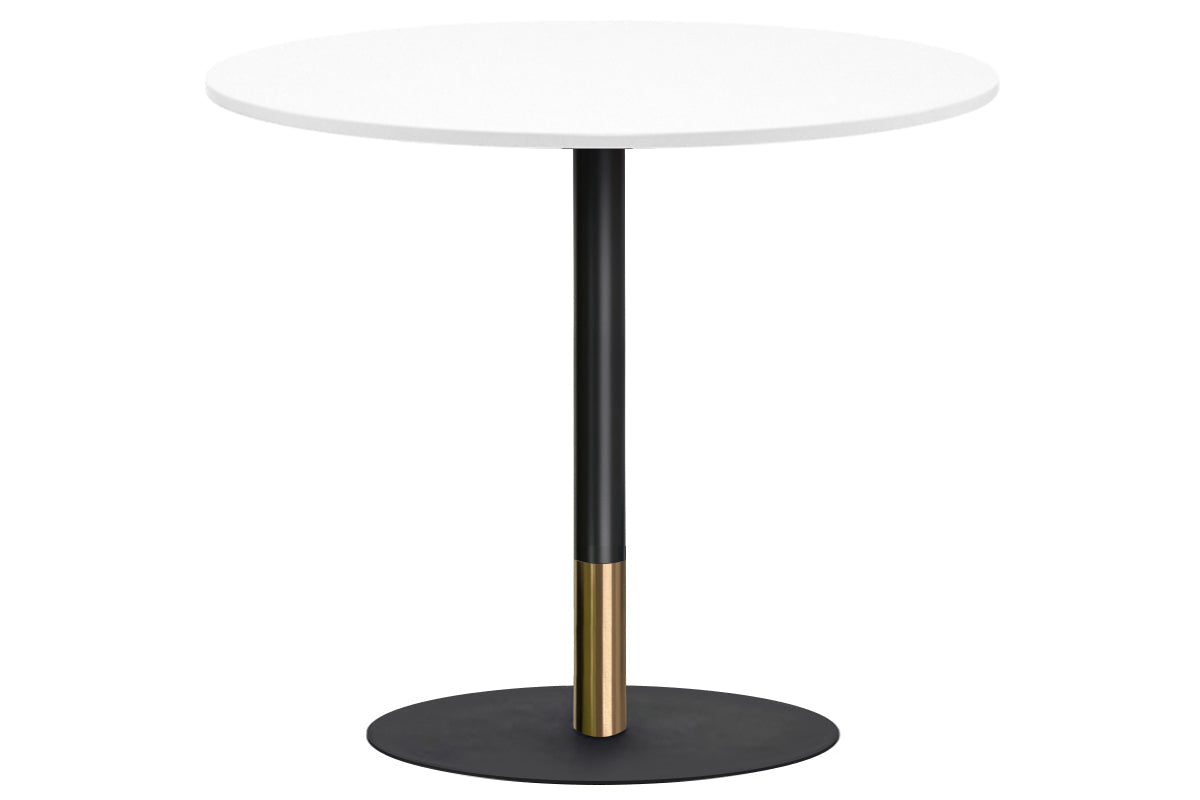 Rivoli Tall Bar Table with Round Base - Black/Rose Gold Finish & Black Disc Top [1000mm] - Perfect for Kitchen Islands, Breakfast Nooks & Home Bars