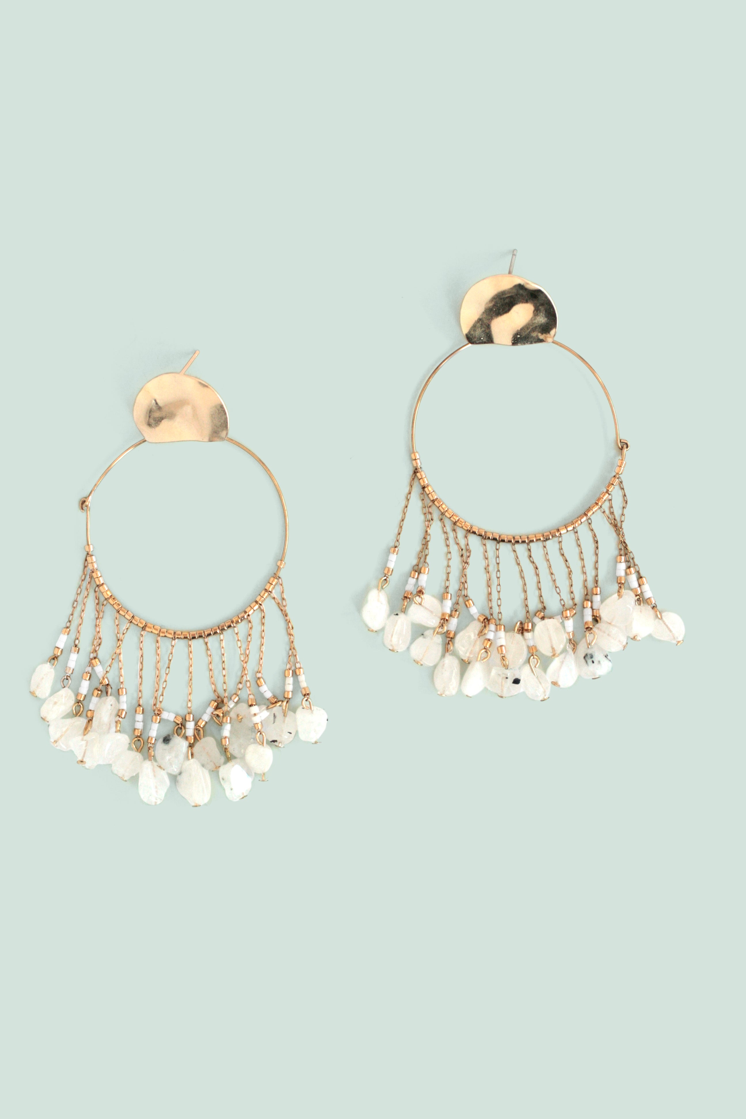 Elegant White Chandelier Hoop Earrings for Women - Perfect for Weddings, Parties & Evening Events