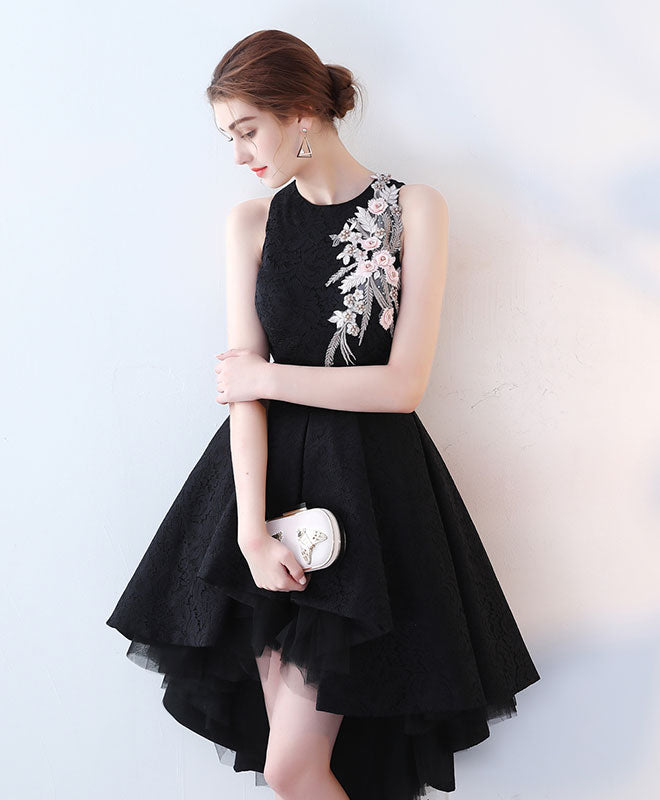 Elegant Black High-Low Prom Dress for Women - Short Evening Party Gown for Homecoming, Cocktail, and Formal Events