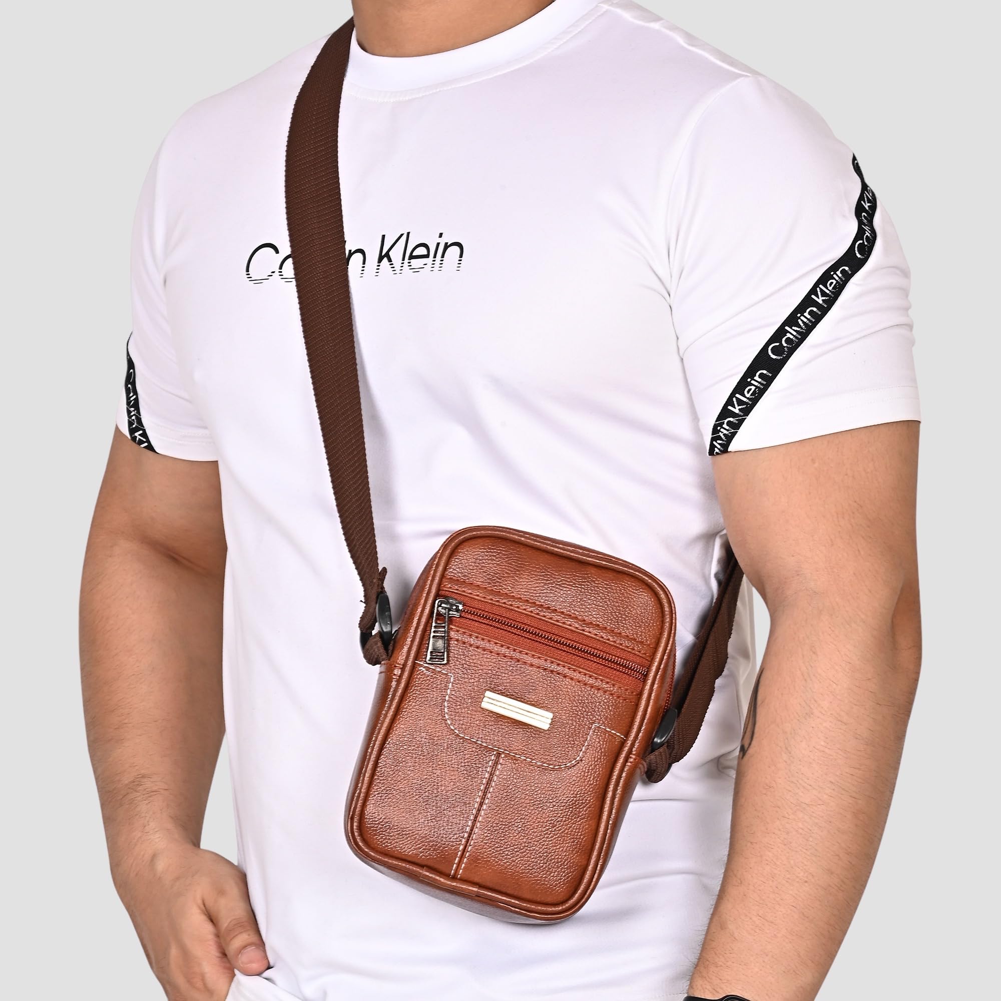 Premium Milan Leather Sling Bag for Men & Women - Small Crossbody Chest Bag with Mobile Pocket | Passport & Document Organizer | Ideal for Travel, Work & Corporate Gifts
